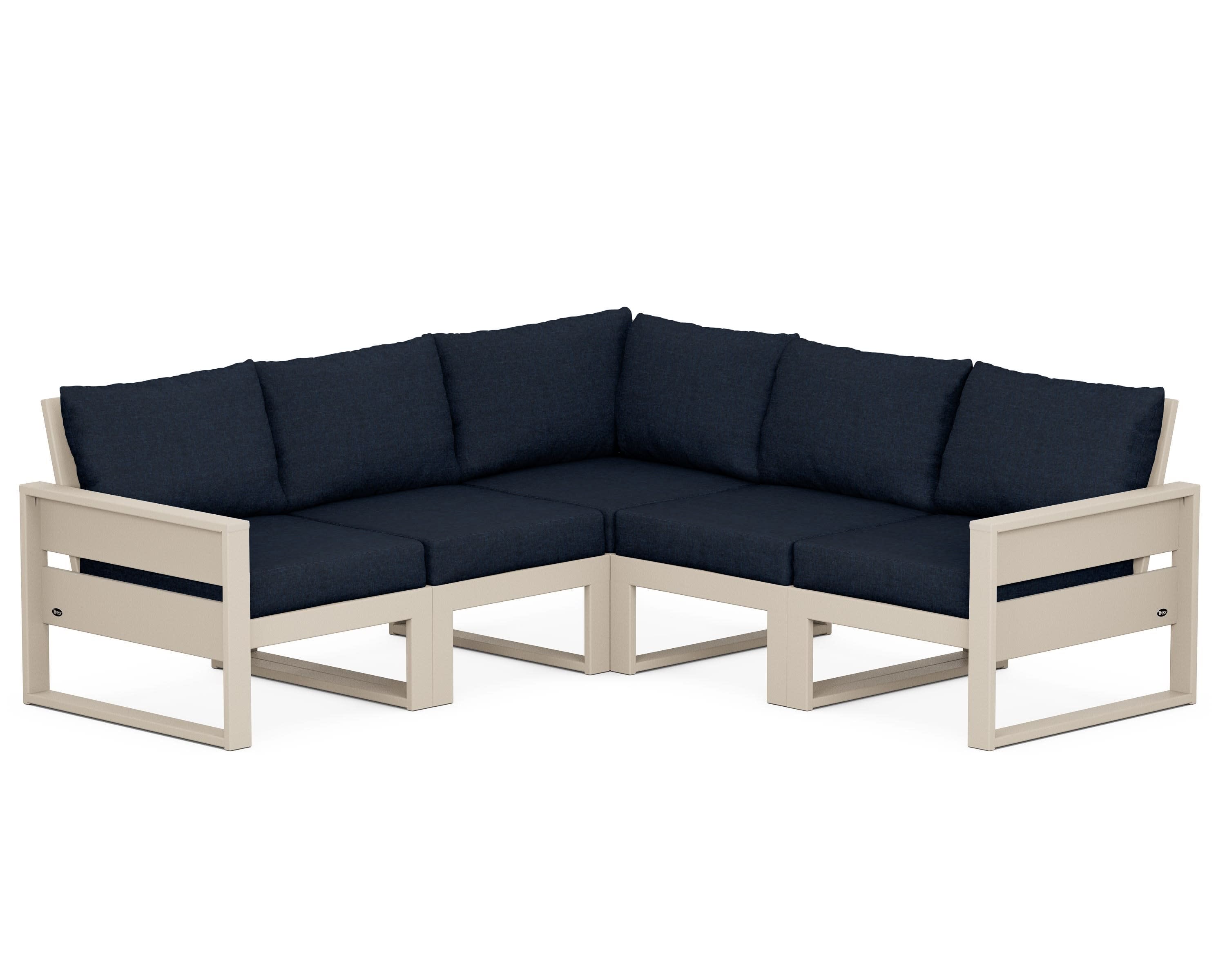 Eastport 5-Piece Sectional in Sand Castle / Marine Indigo