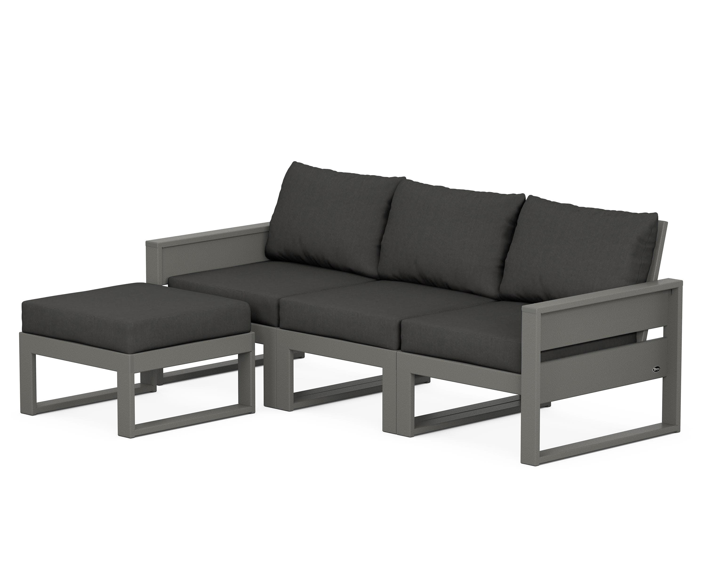 Eastport 4- Piece Sectional with Ottoman in Stepping Stone / Spectrum Carbon