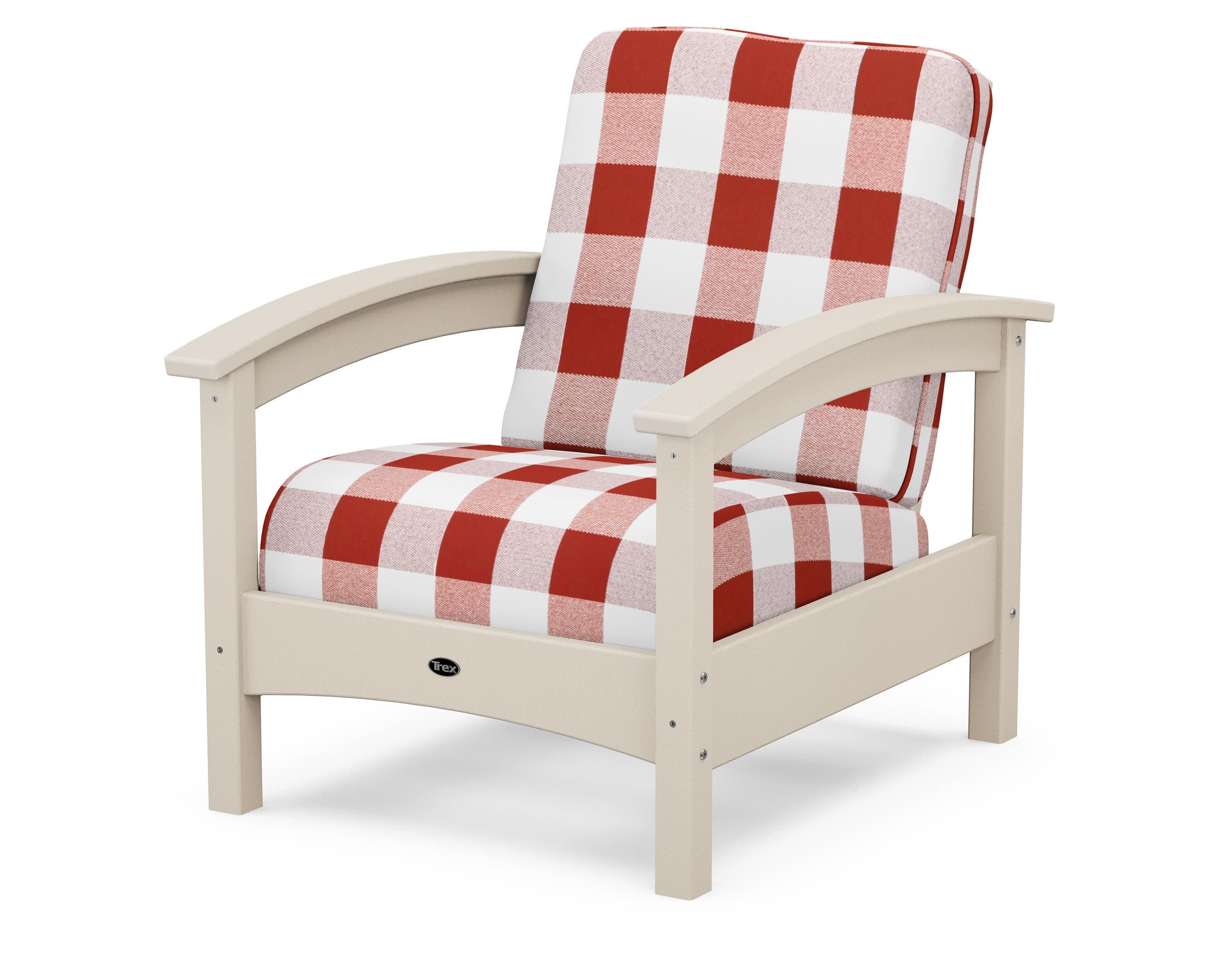 Rockport Club Chair in Sand Castle / Buffalo Plaid Crimson