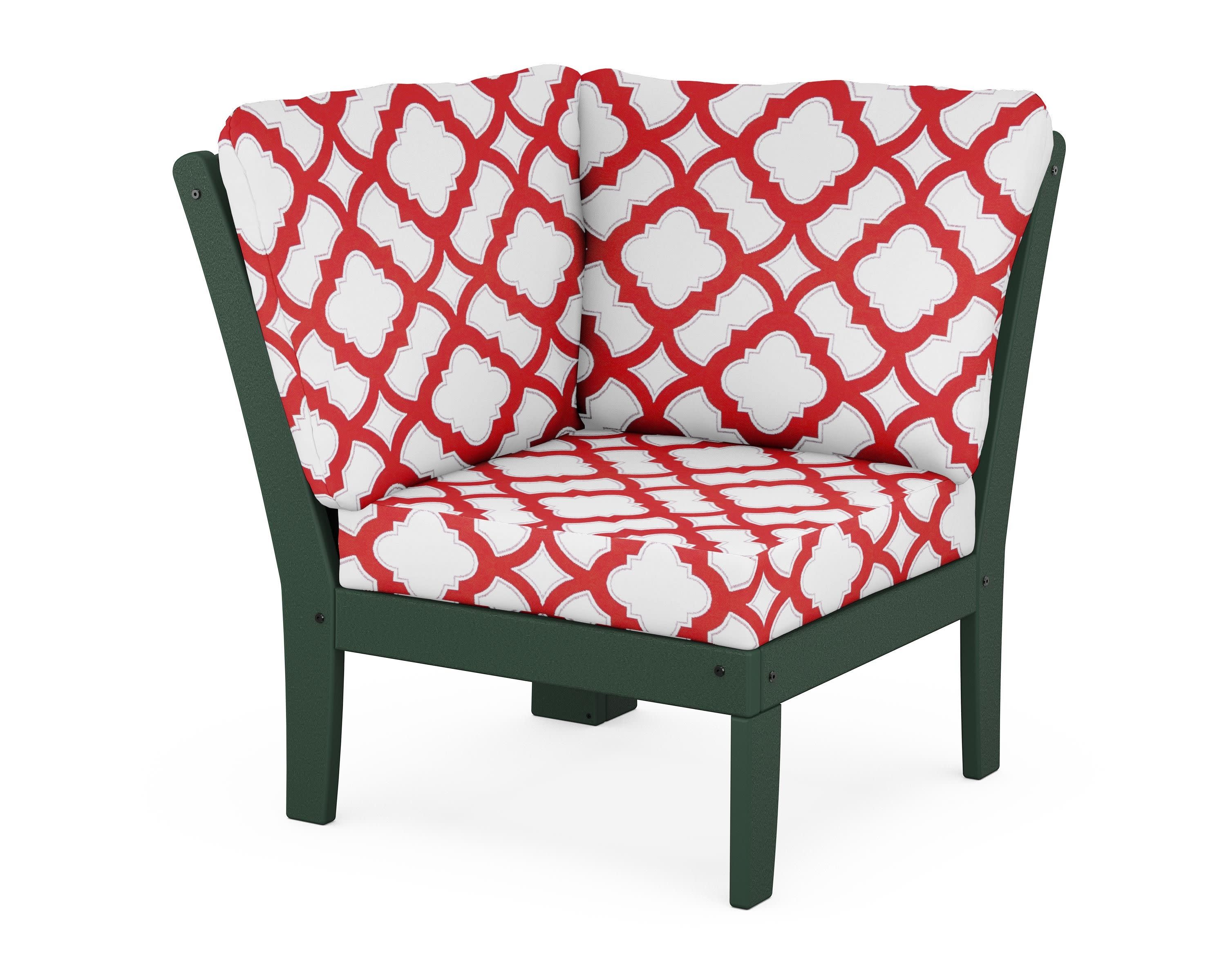 Yacht Club Modular Corner Chair in Rainforest Canopy / Trellis Crimson