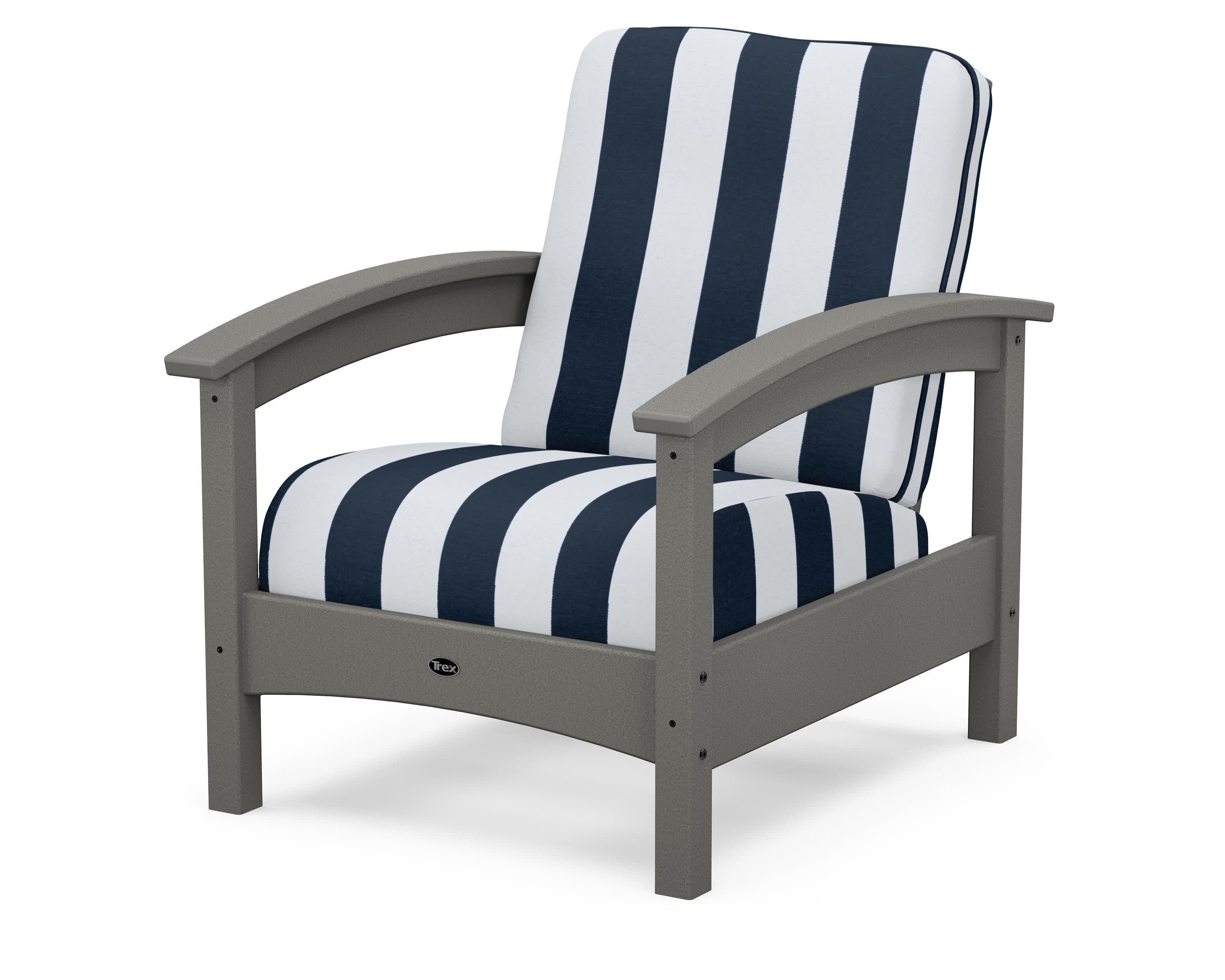 Rockport Club Chair in Stepping Stone / Cabana Stripe Marine Indigo