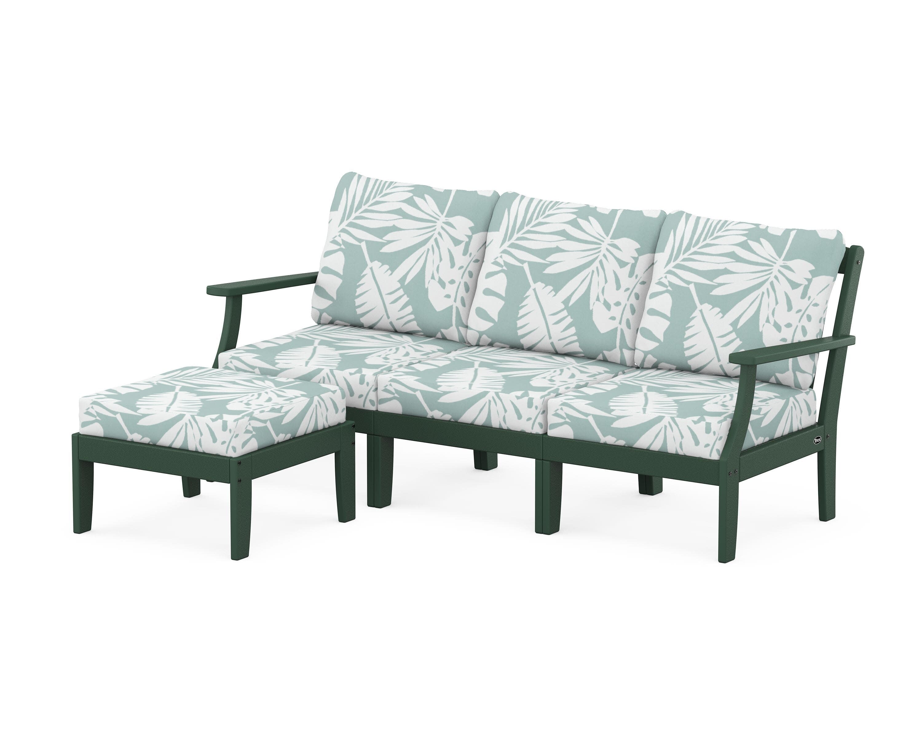 Yacht Club Modular 4-Piece Deep Seating Set with Ottoman in Rainforest Canopy / Leaf Glacier Spa