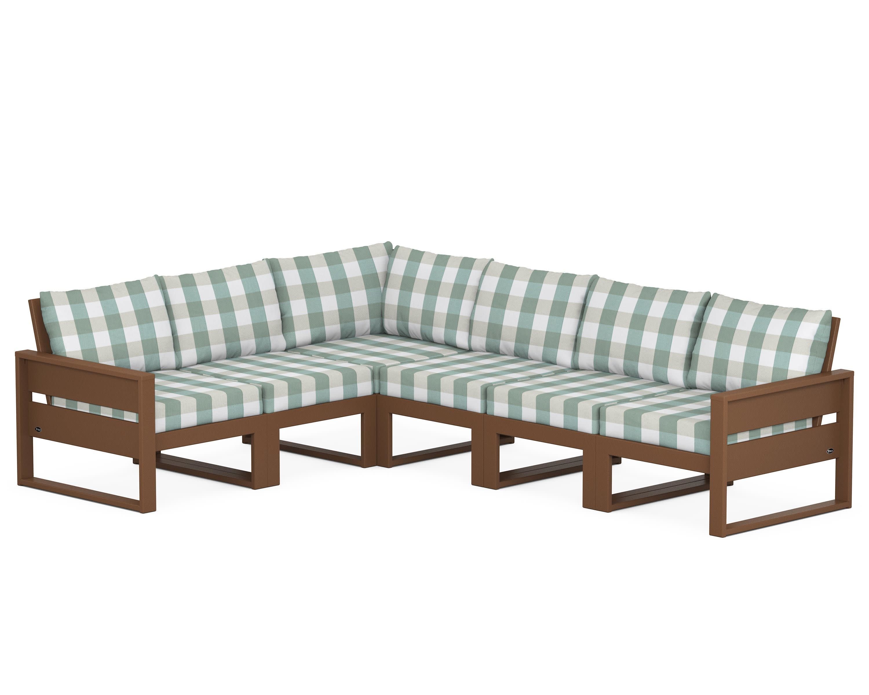 Eastport 6-Piece Sectional in Tree House / Buffalo Plaid Glacier Spa