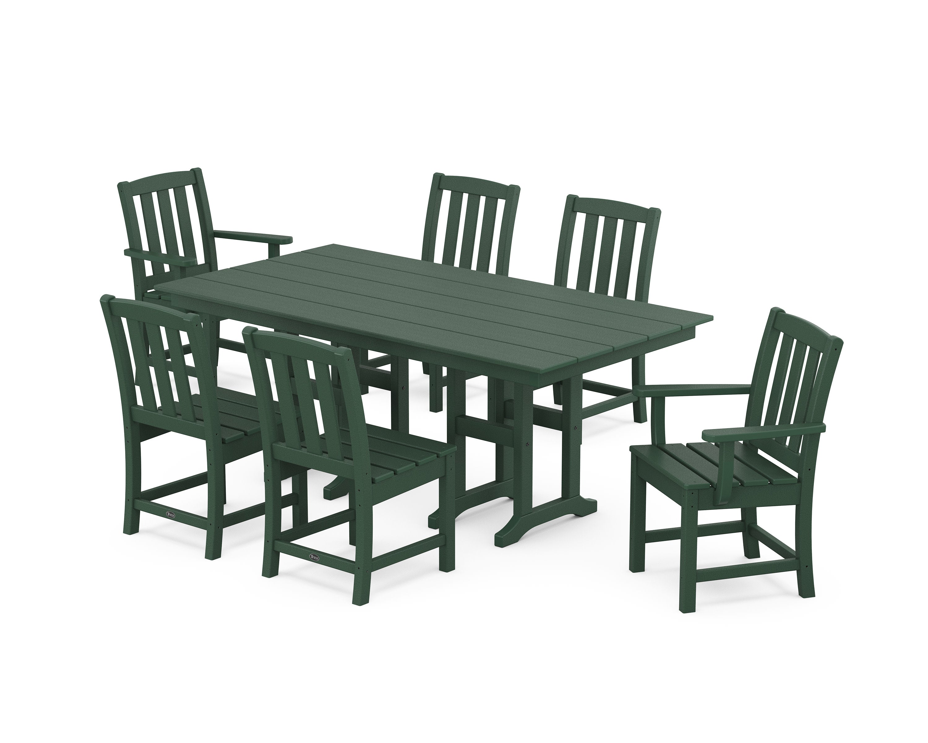 Cape Cod 7-Piece Farmhouse Dining Set in Rainforest Canopy