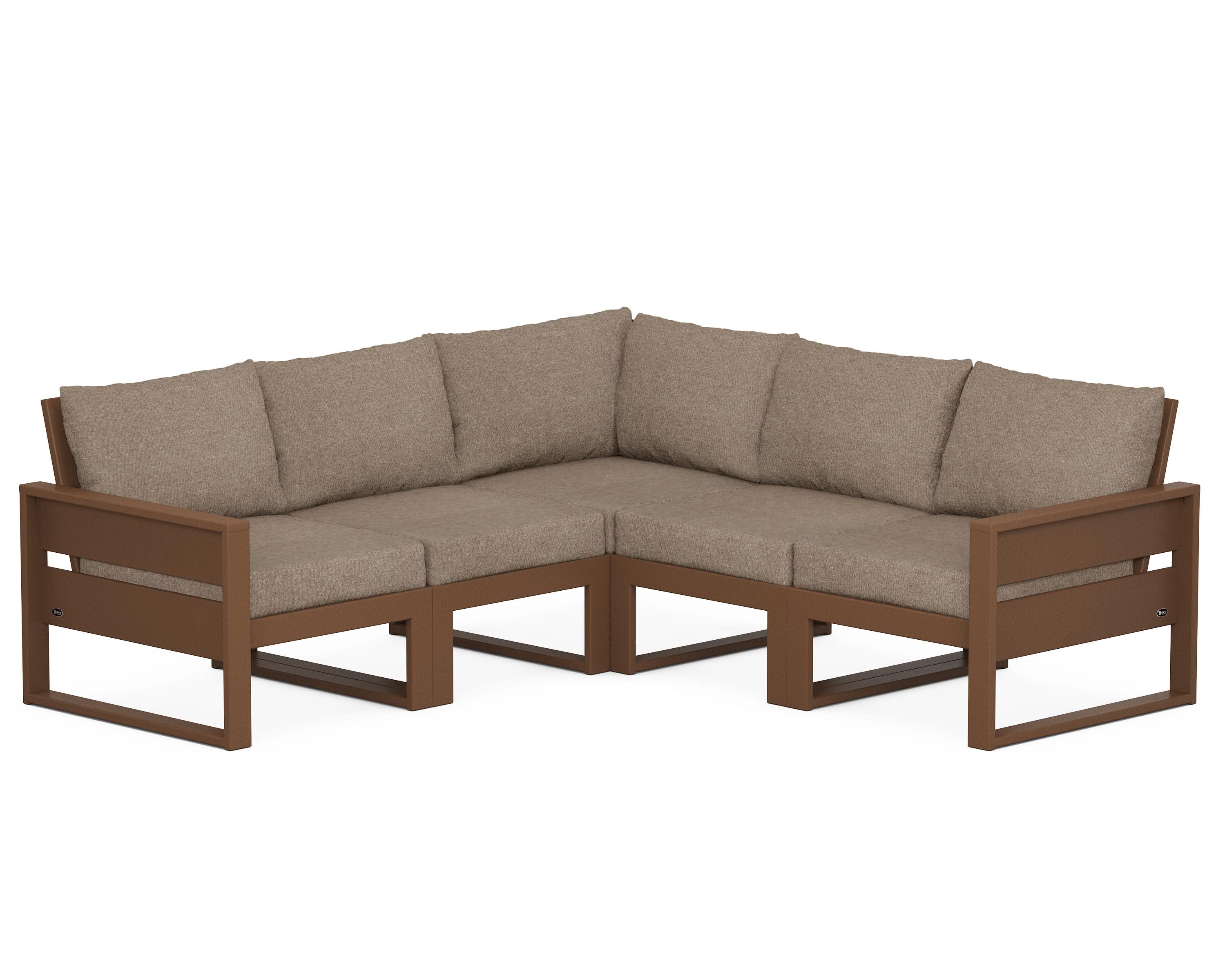 Eastport 5-Piece Sectional in Tree House / Spiced Burlap