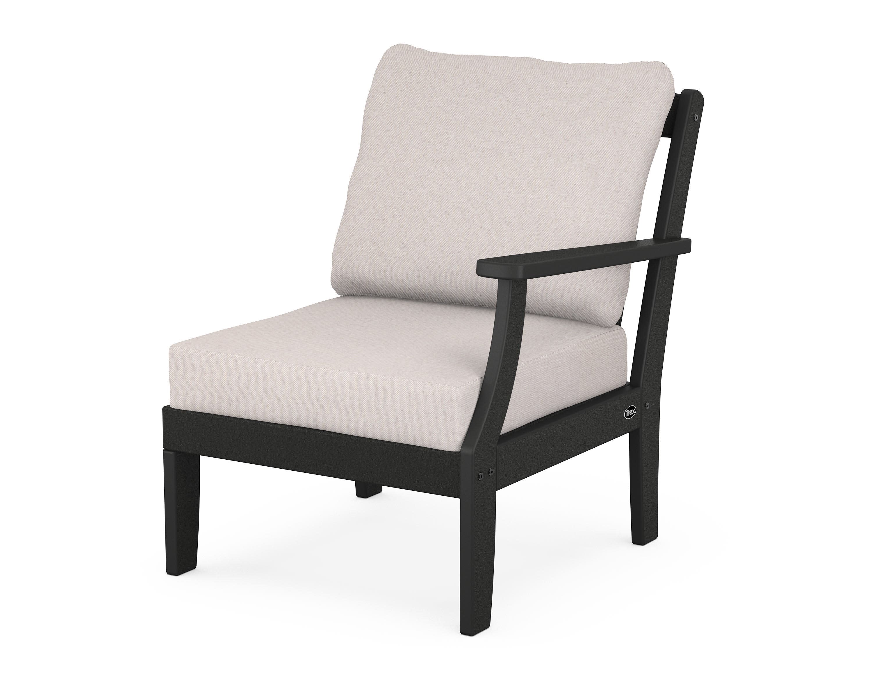 Yacht Club Modular Right Arm Chair in Charcoal Black / Dune Burlap