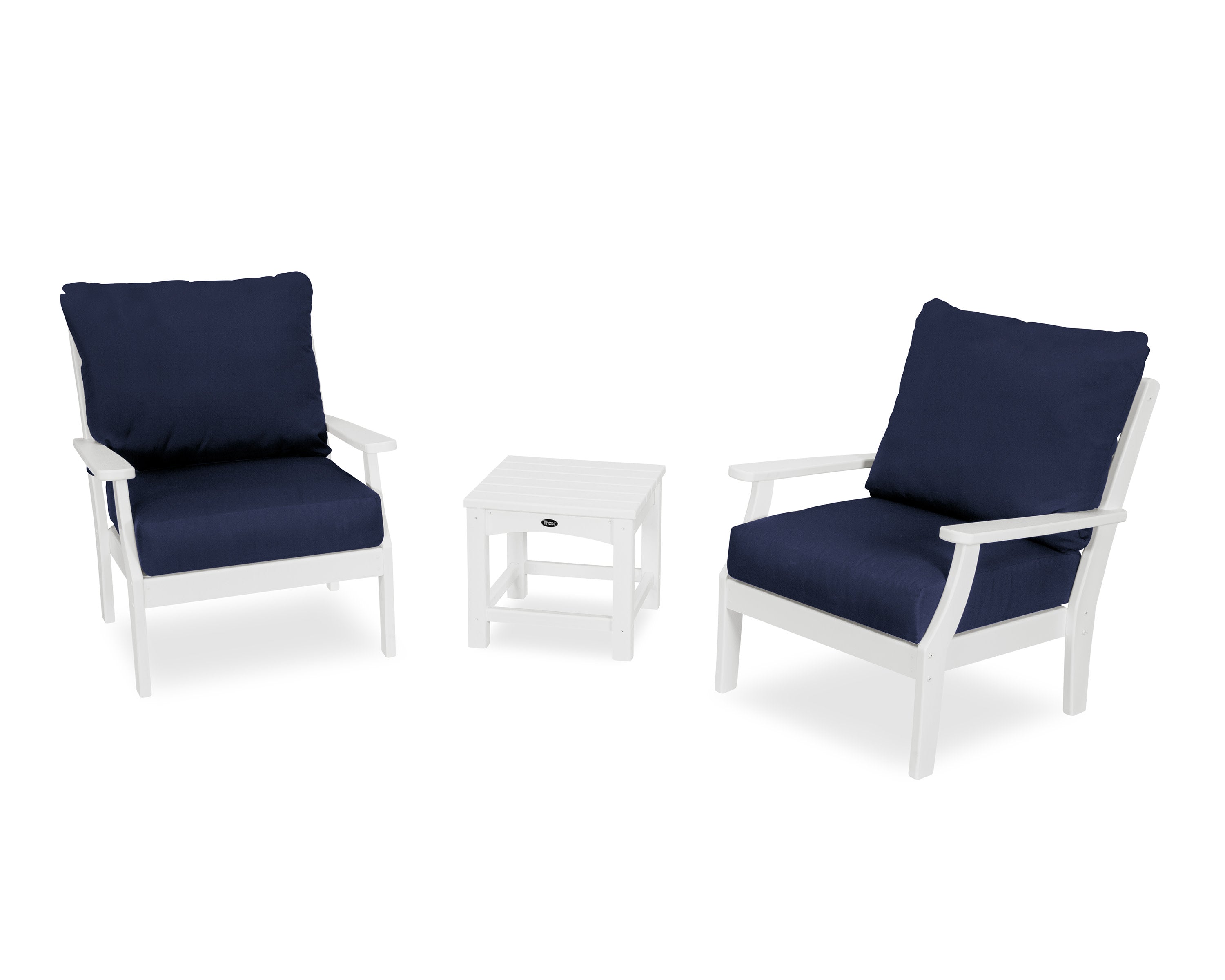 Yacht Club 3-Piece Deep Seating Set in Classic White / Navy