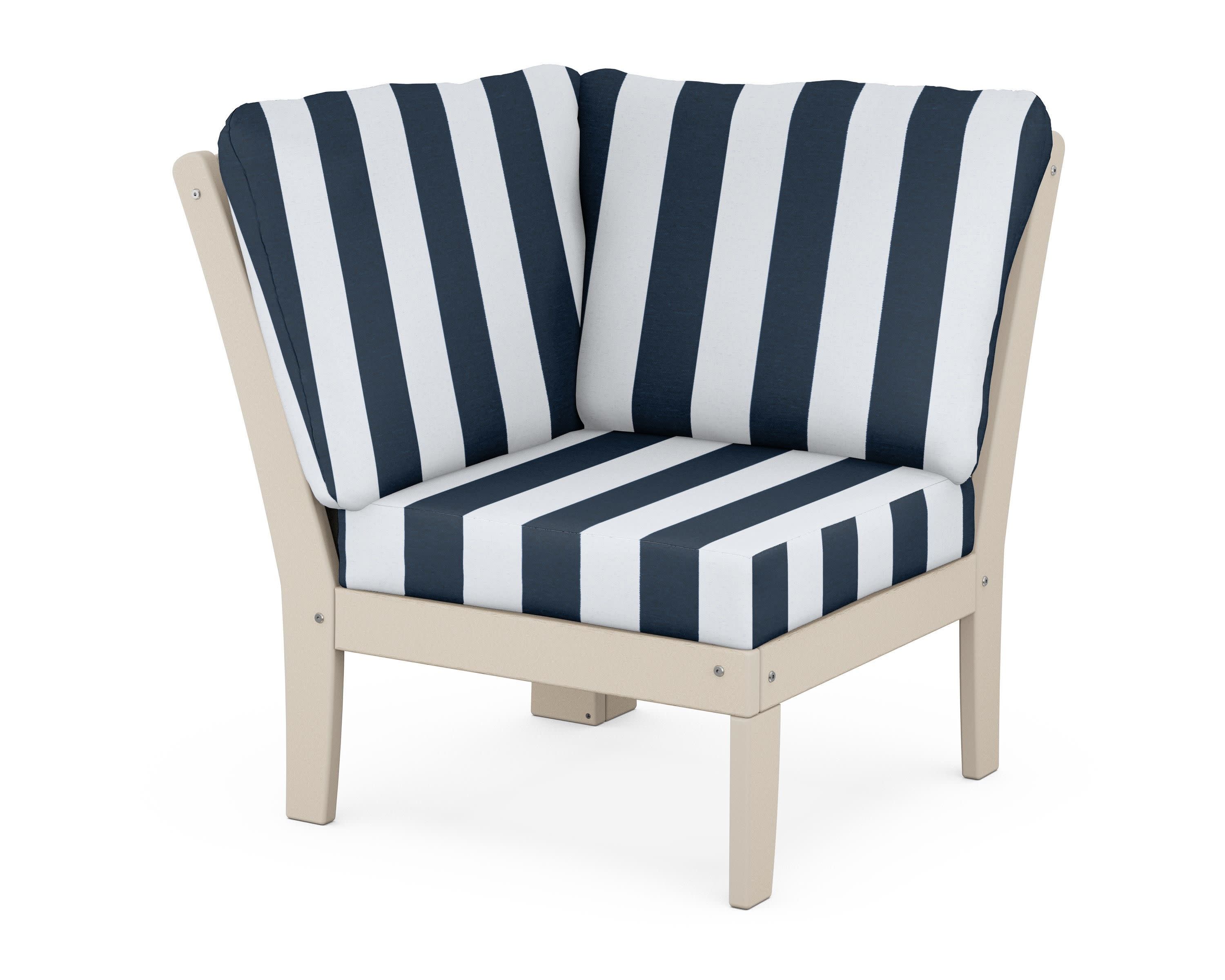 Yacht Club Modular Corner Chair in Sand Castle / Cabana Stripe Marine Indigo