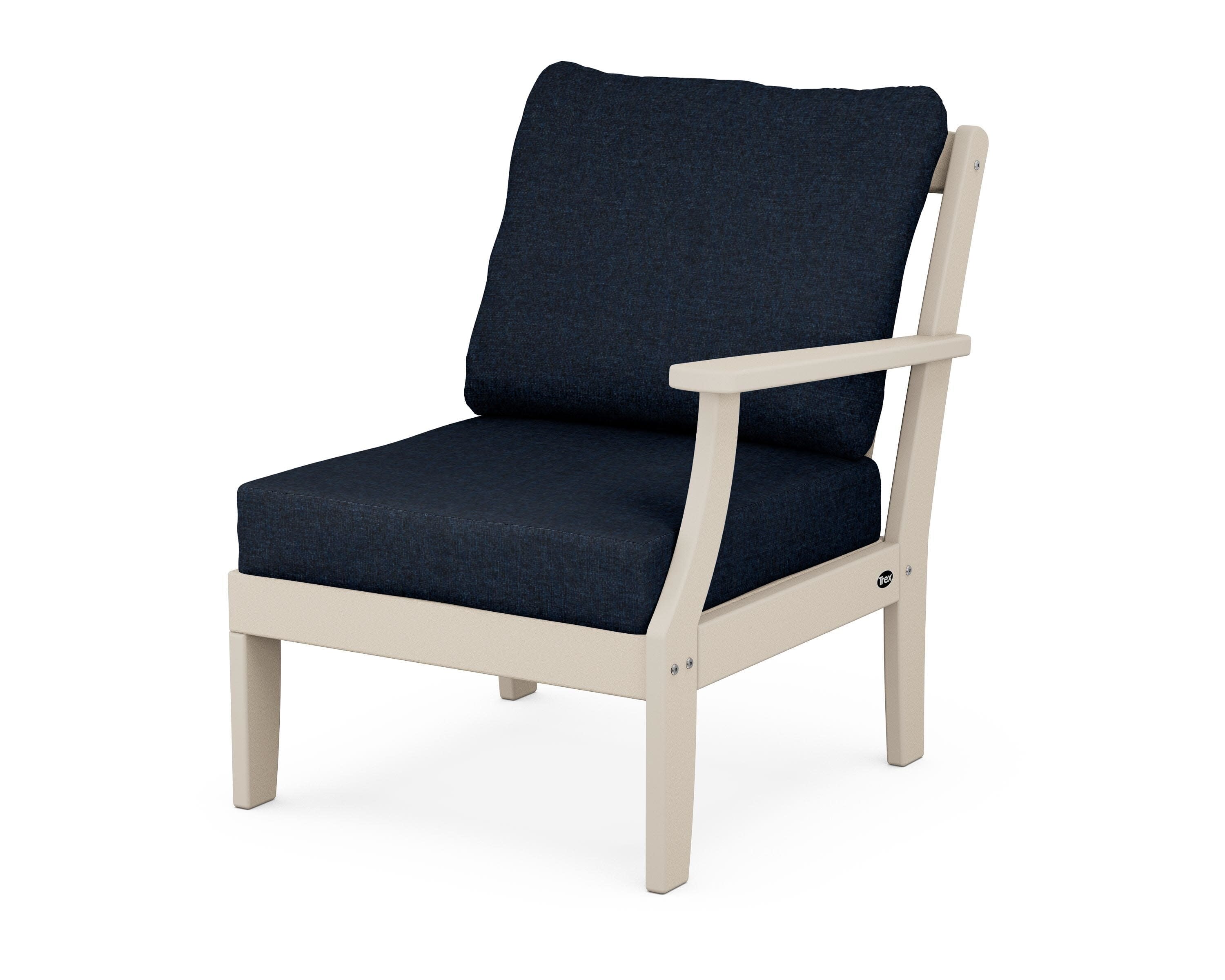 Yacht Club Modular Right Arm Chair in Sand Castle / Marine Indigo