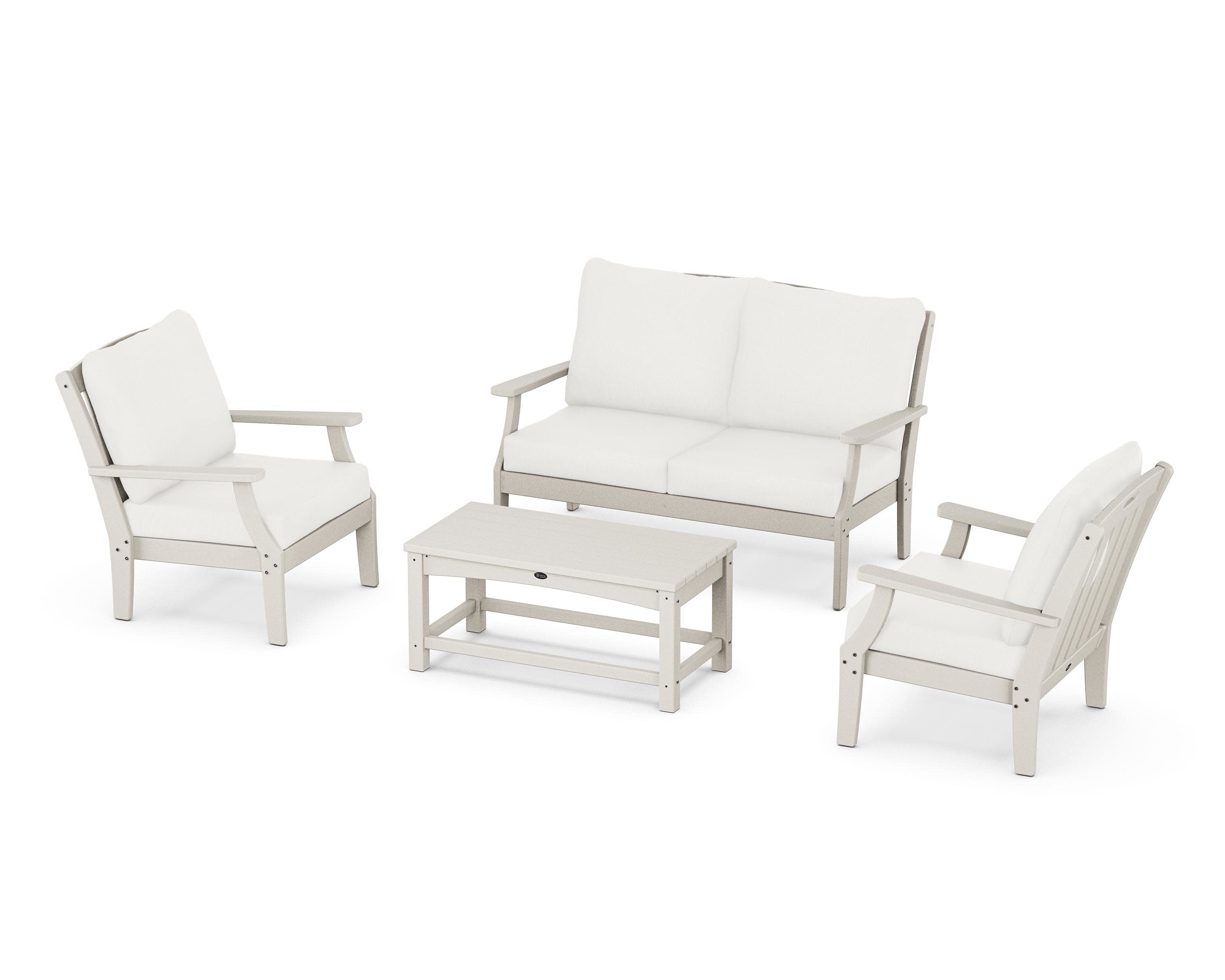 Yacht Club 4-Piece Deep Seating Chair Set in Sand Castle / Natural Linen
