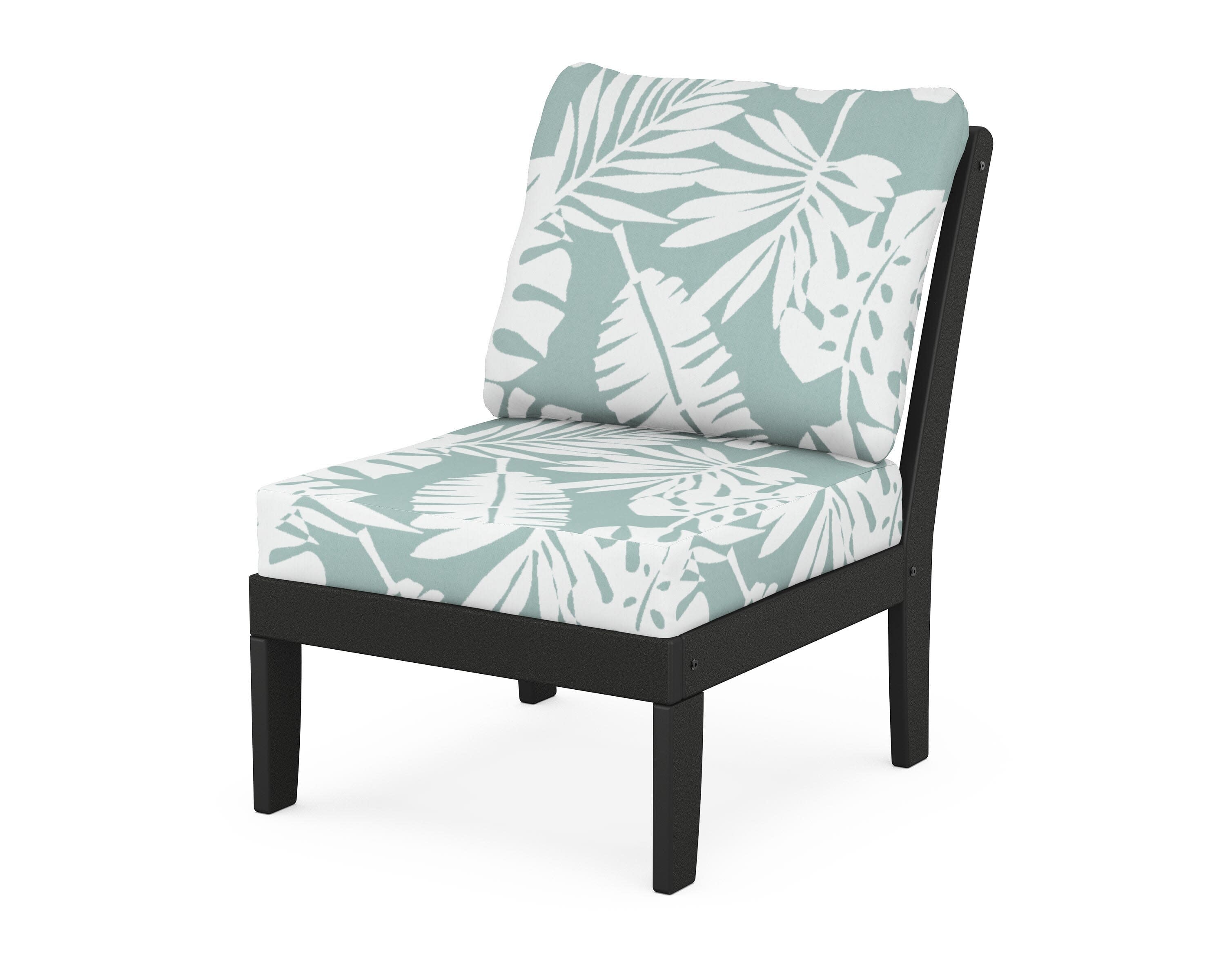 Yacht Club Modular Armless Chair in Charcoal Black / Leaf Glacier Spa