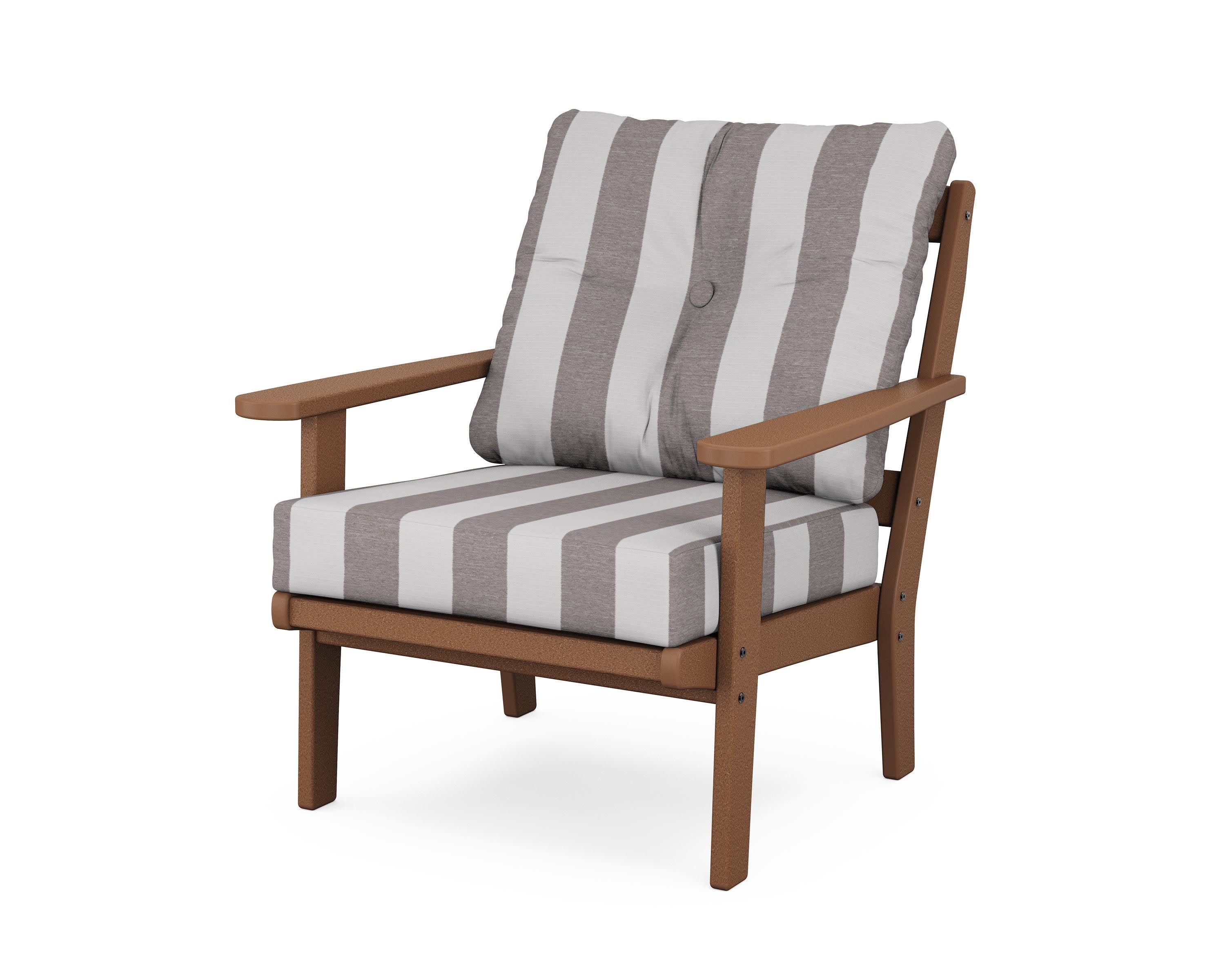 Cape Cod Deep Seating Chair in Tree House / Cabana Stripe Grey Mist