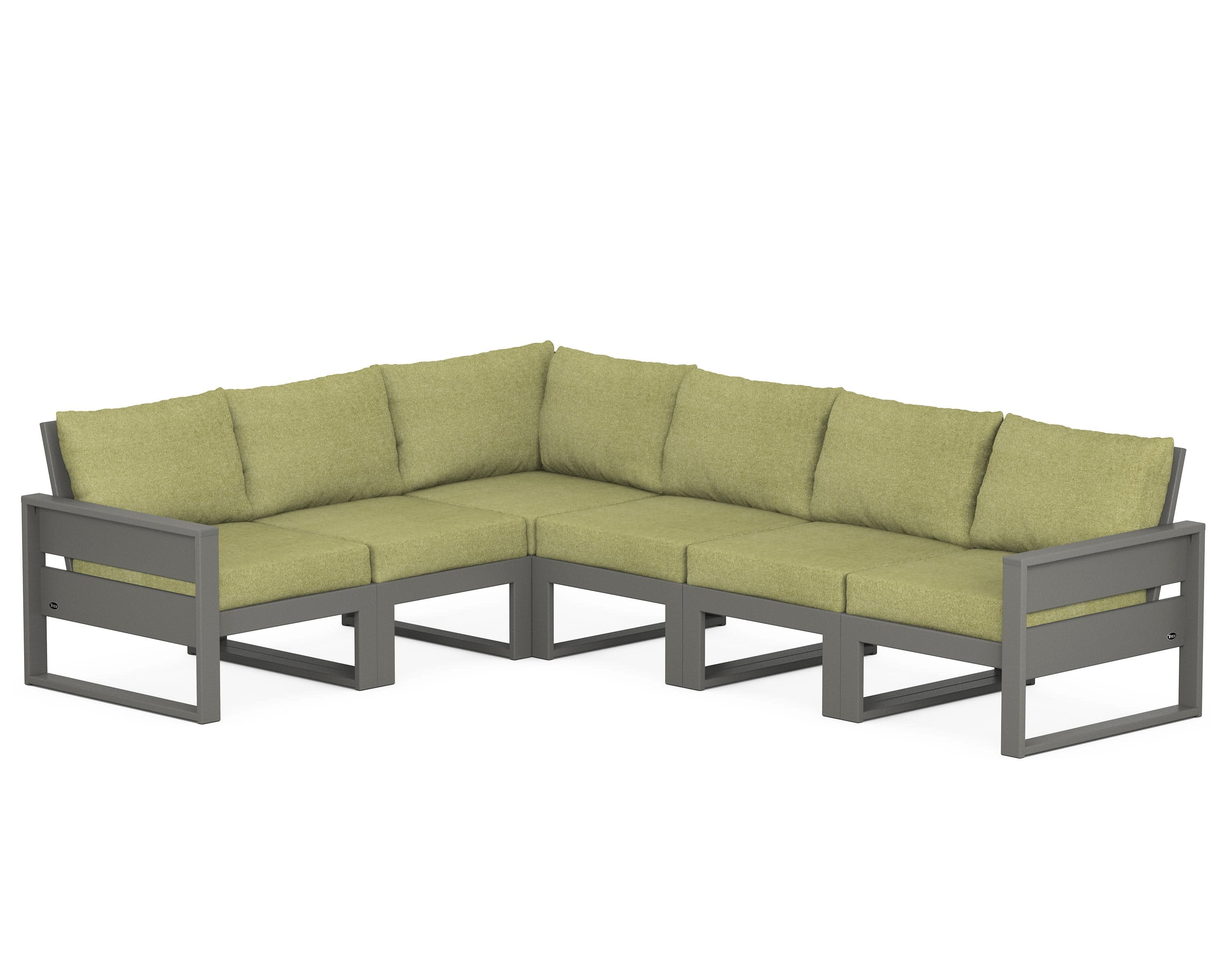 Eastport 6-Piece Sectional in Stepping Stone / Chartreuse Boucle
