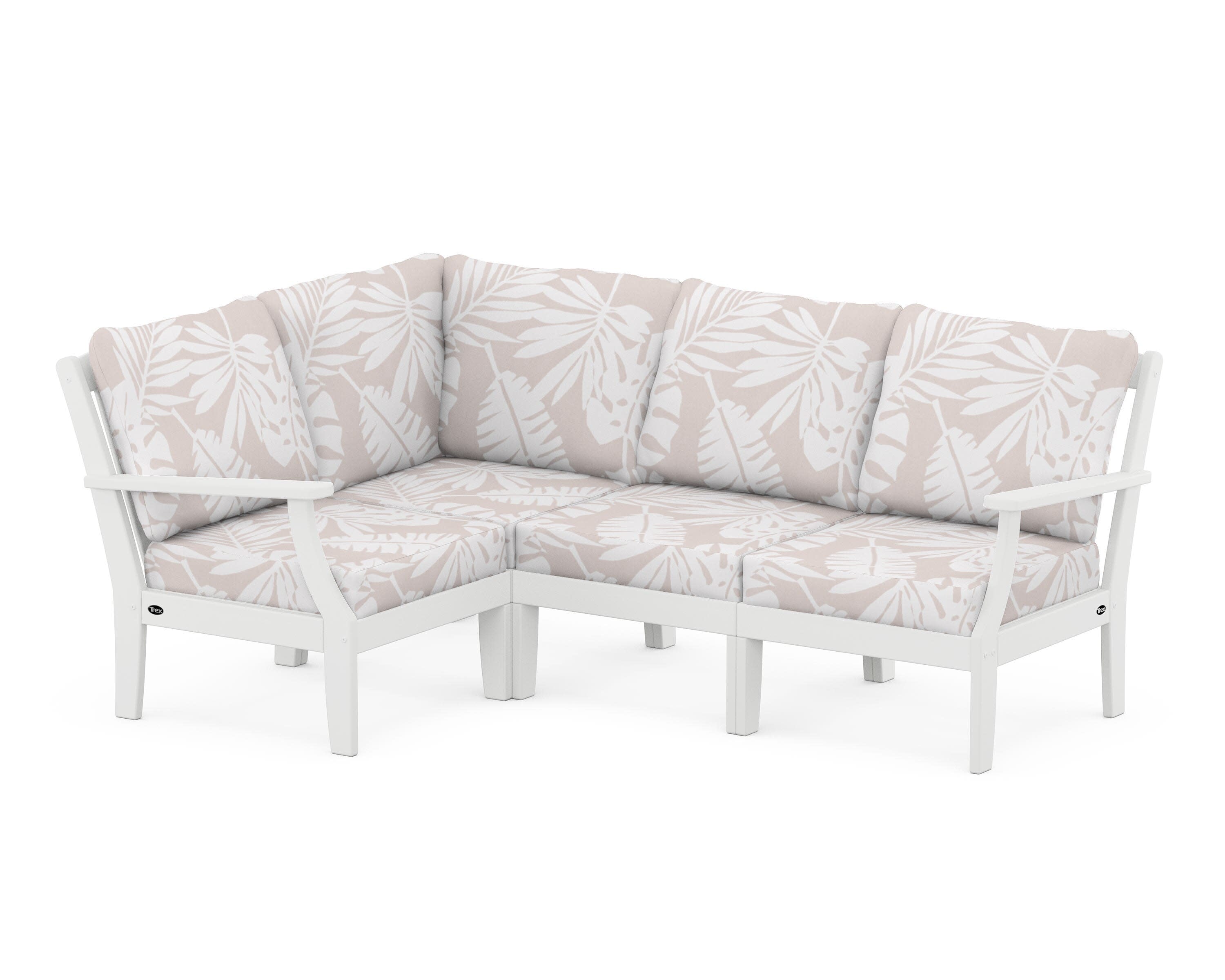 Yacht Club Modular 4-Piece Deep Seating Set in Classic White / Leaf Dune Burlap