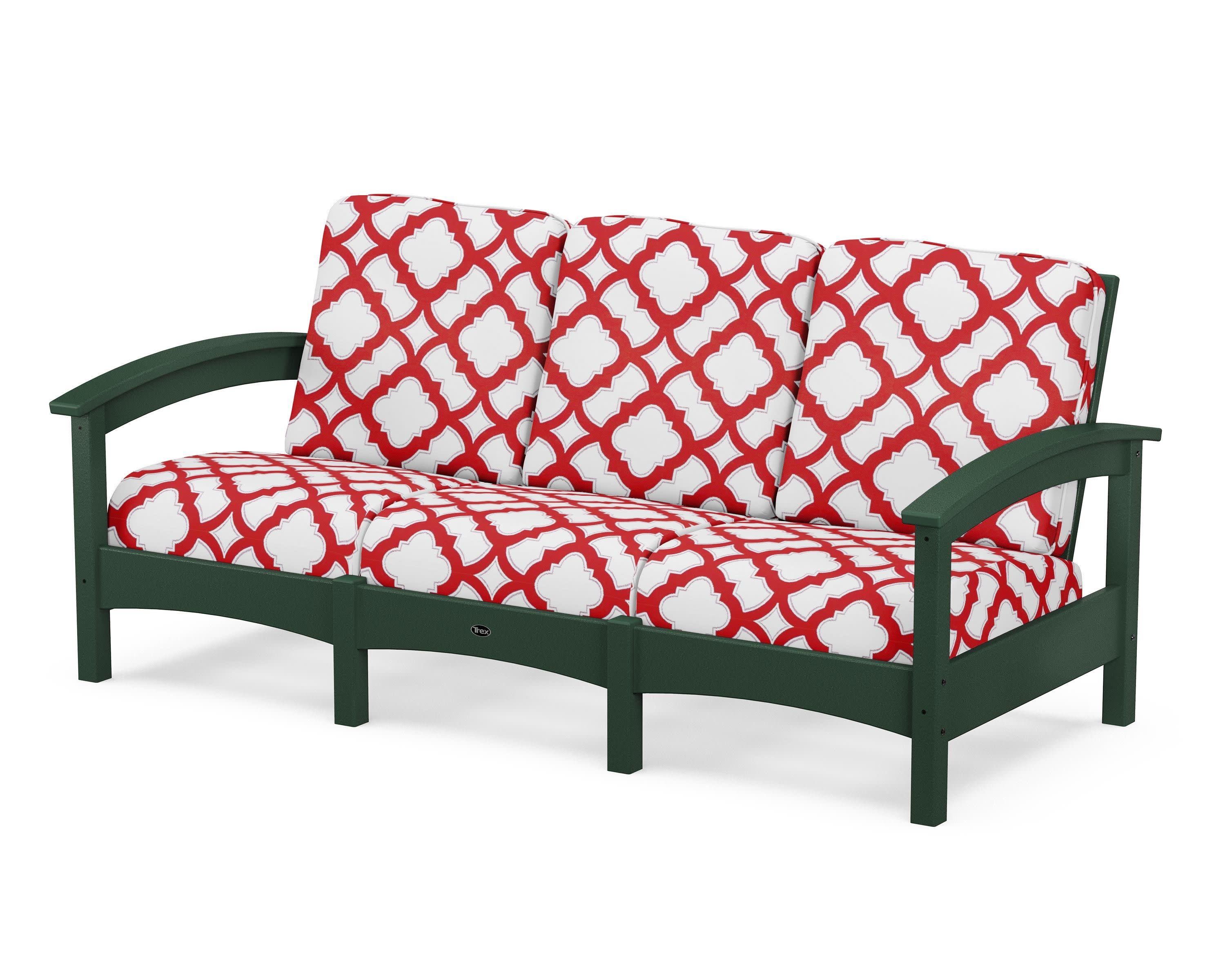 Rockport Club Sofa in Rainforest Canopy / Trellis Crimson