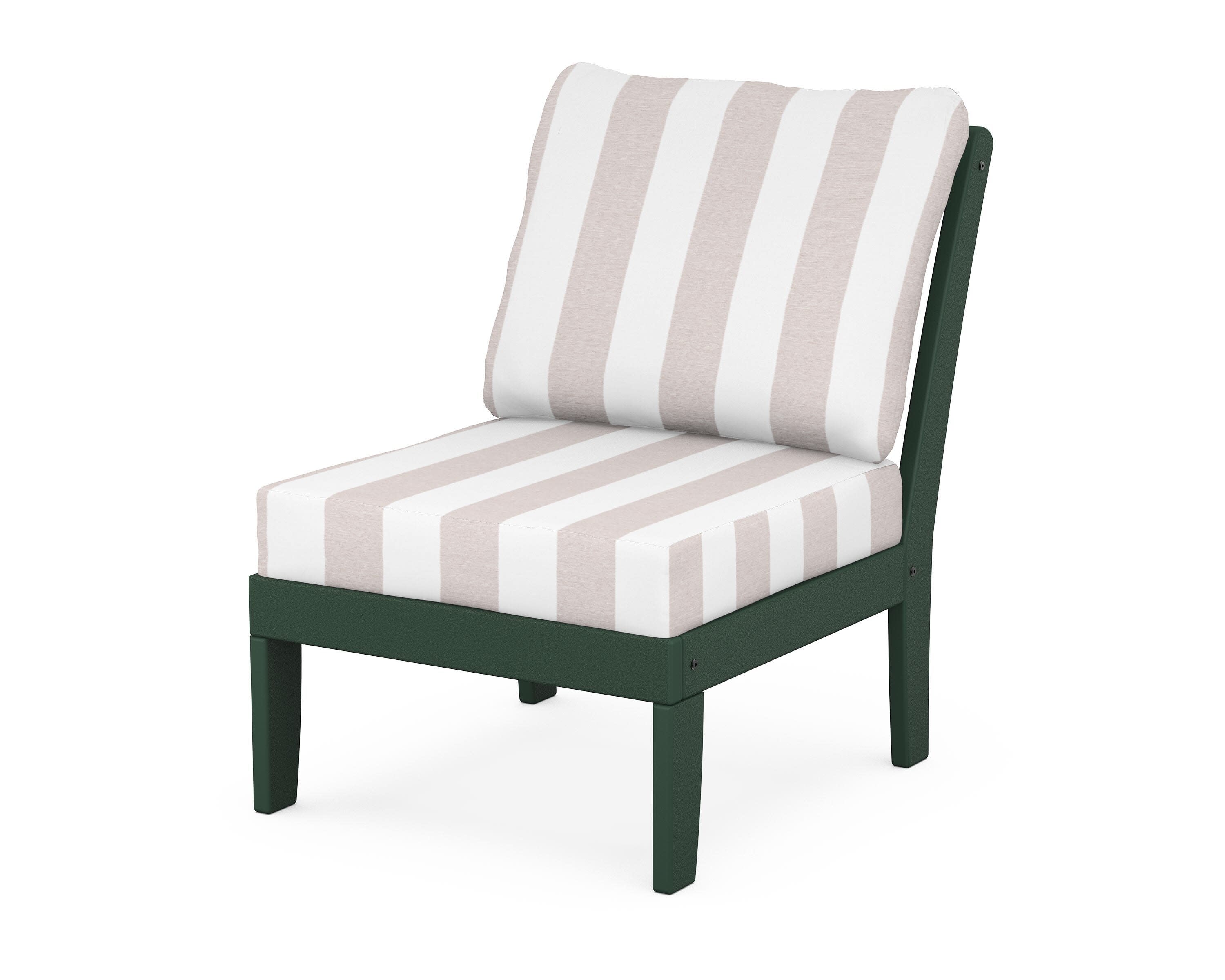 Yacht Club Modular Armless Chair in Rainforest Canopy / Cabana Stripe Dune Burlap