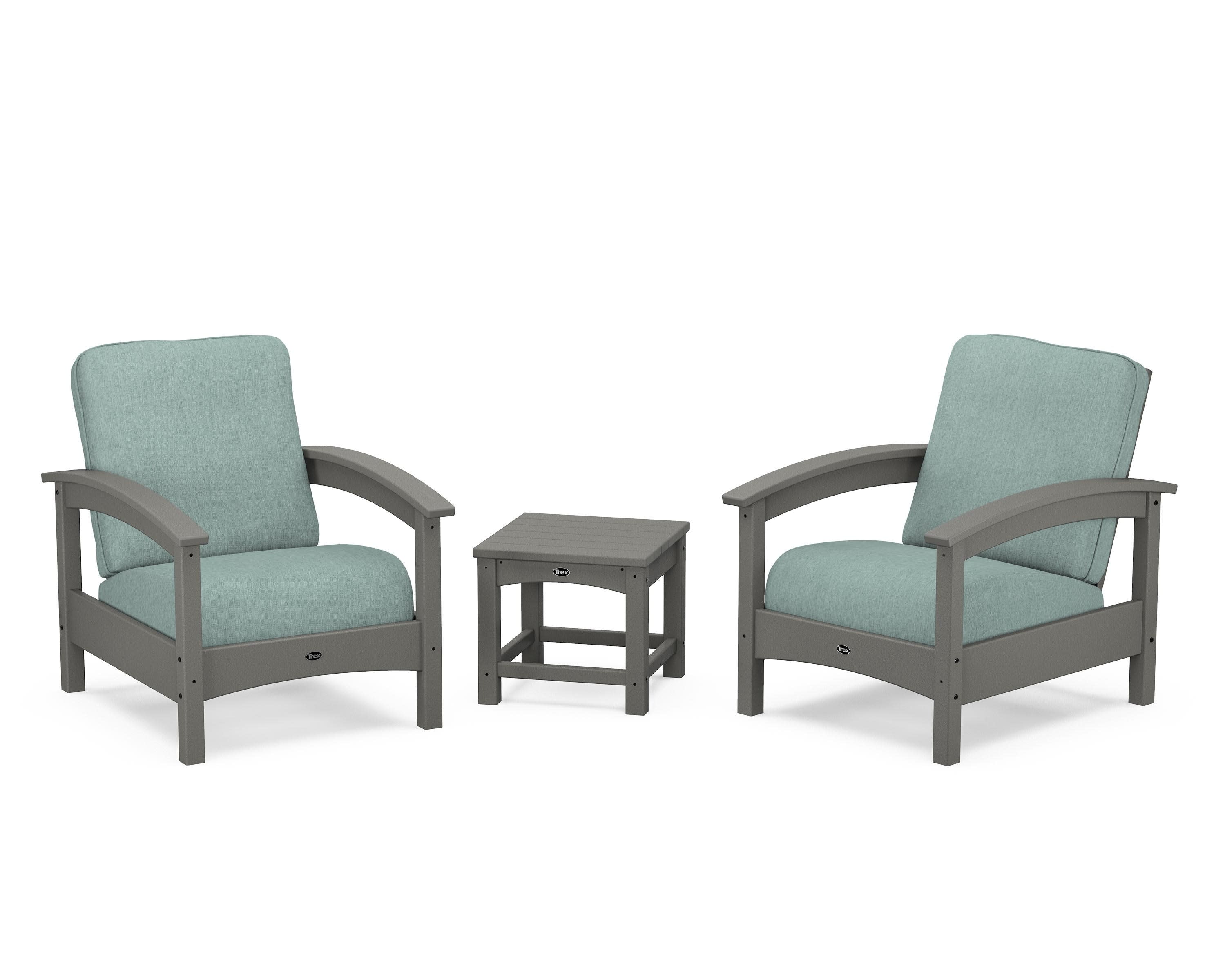 Rockport Club 3-Piece Deep Seating Conversation Set in Stepping Stone / Glacier Spa