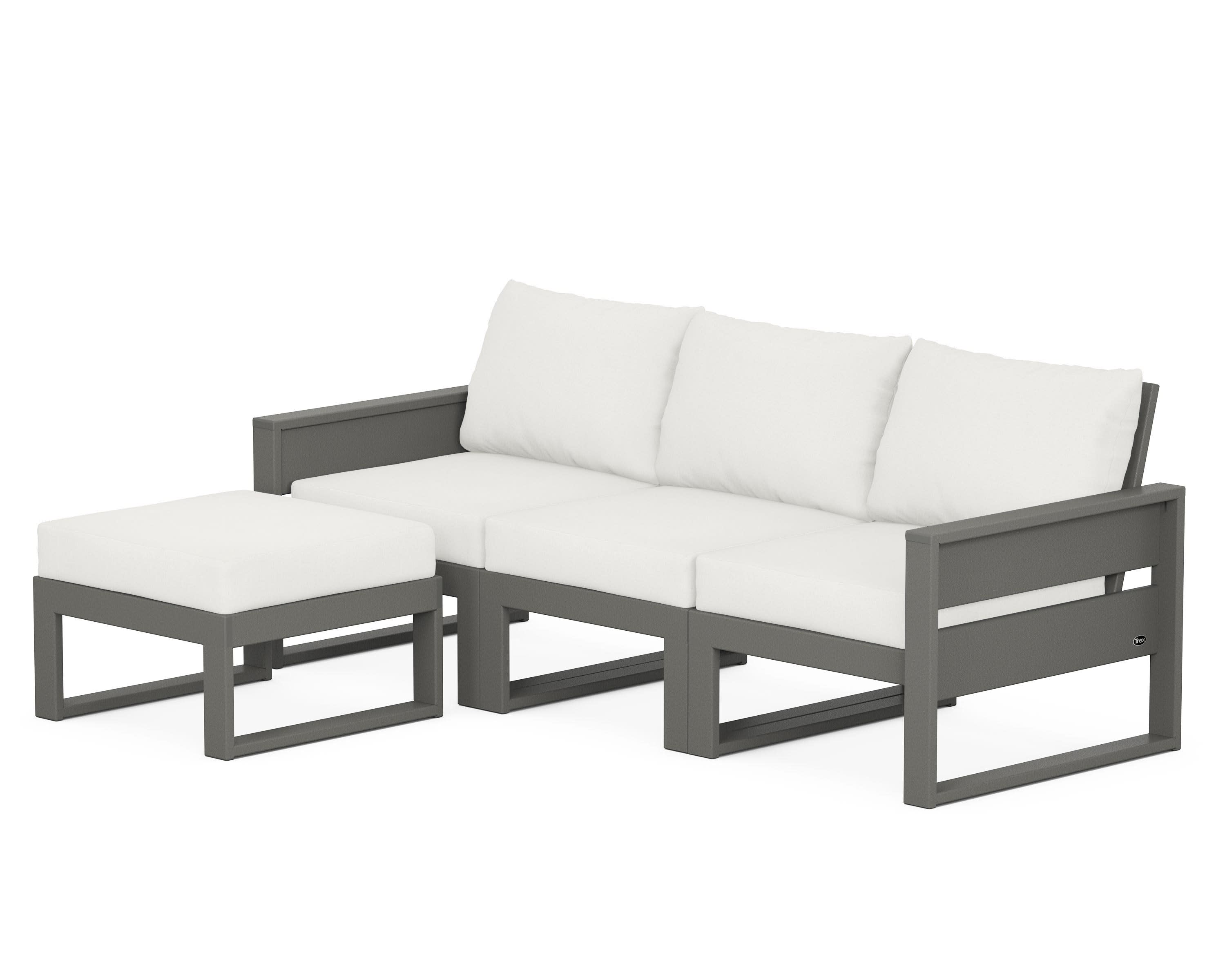 Eastport 4- Piece Sectional with Ottoman in Stepping Stone / Natural Linen