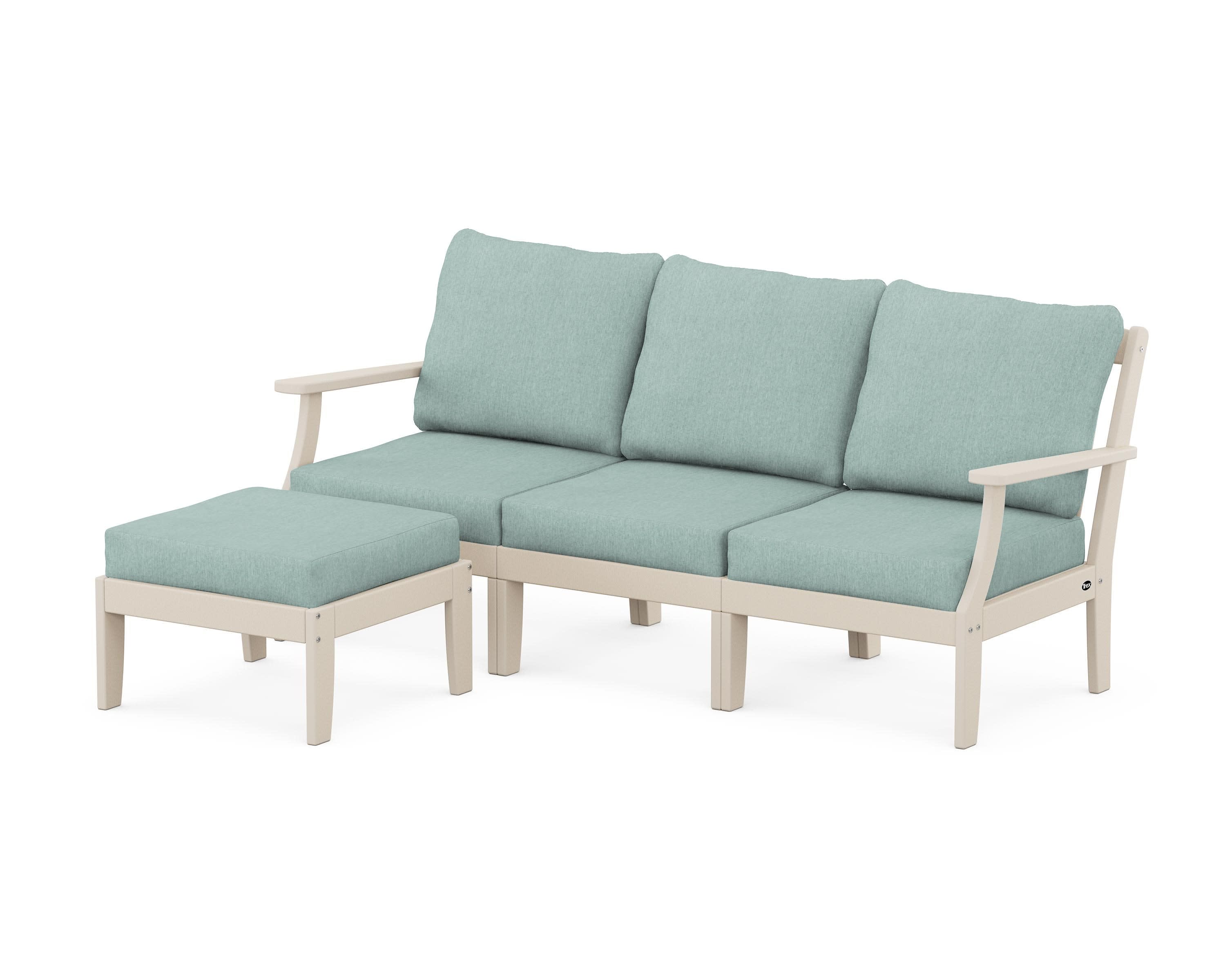 Yacht Club Modular 4-Piece Deep Seating Set with Ottoman in Sand Castle / Glacier Spa