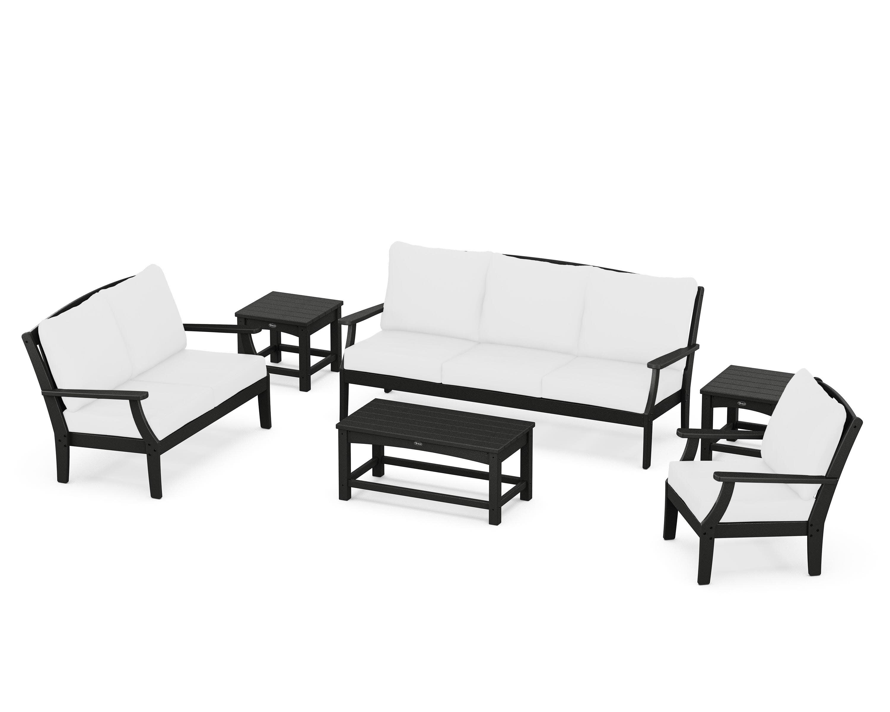 Yacht Club 6-Piece Deep Seating Set in Charcoal Black / Natural