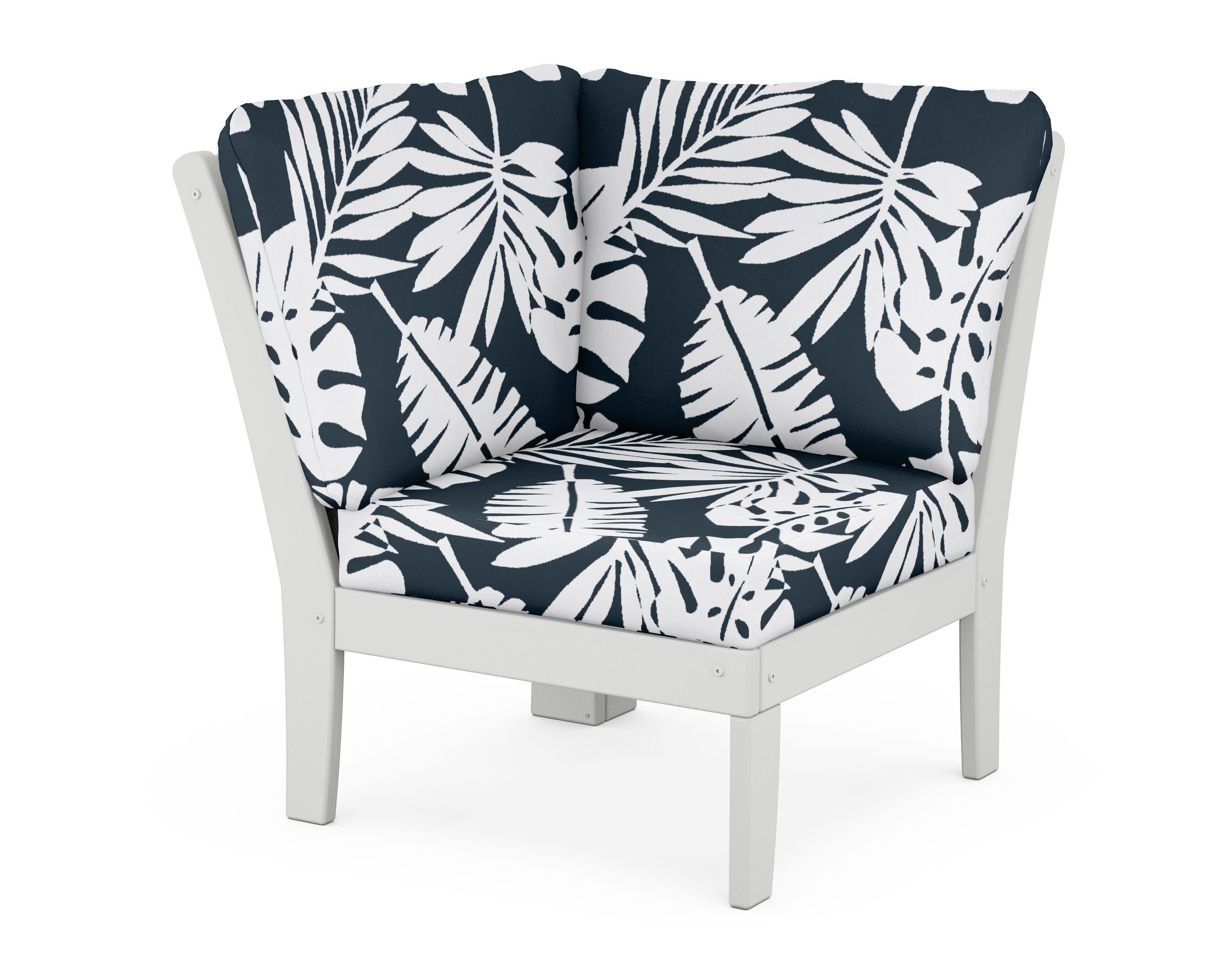 Yacht Club Modular Corner Chair in Classic White / Leaf Marine Indigo