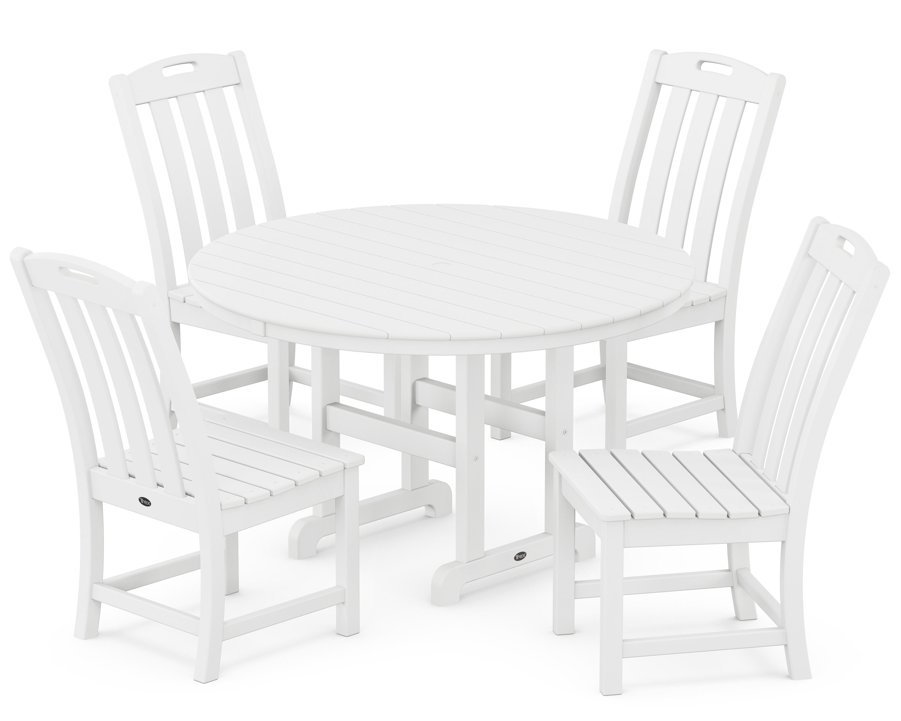 Yacht Club 5-Piece Round Side Chair Dining Set in Classic White
