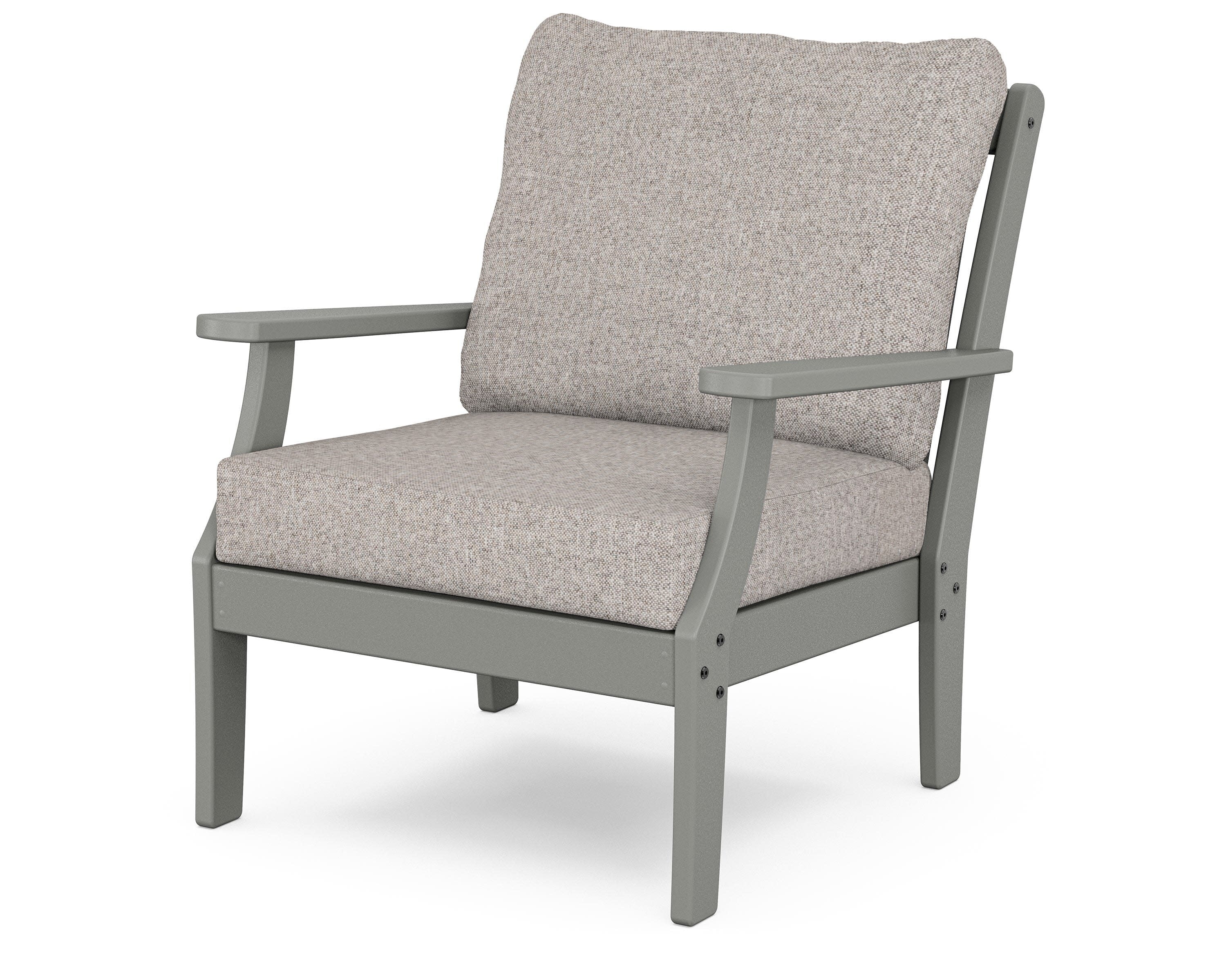 Yacht Club Deep Seating Chair in Stepping Stone / Weathered Tweed
