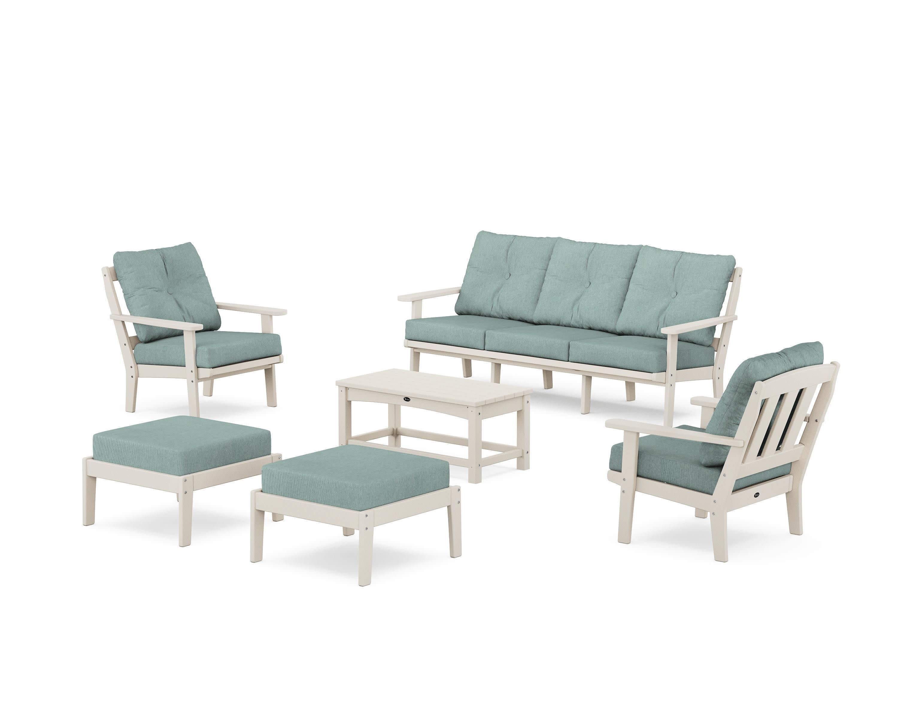 Cape Cod 6-Piece Lounge Sofa Set in Sand Castle / Glacier Spa