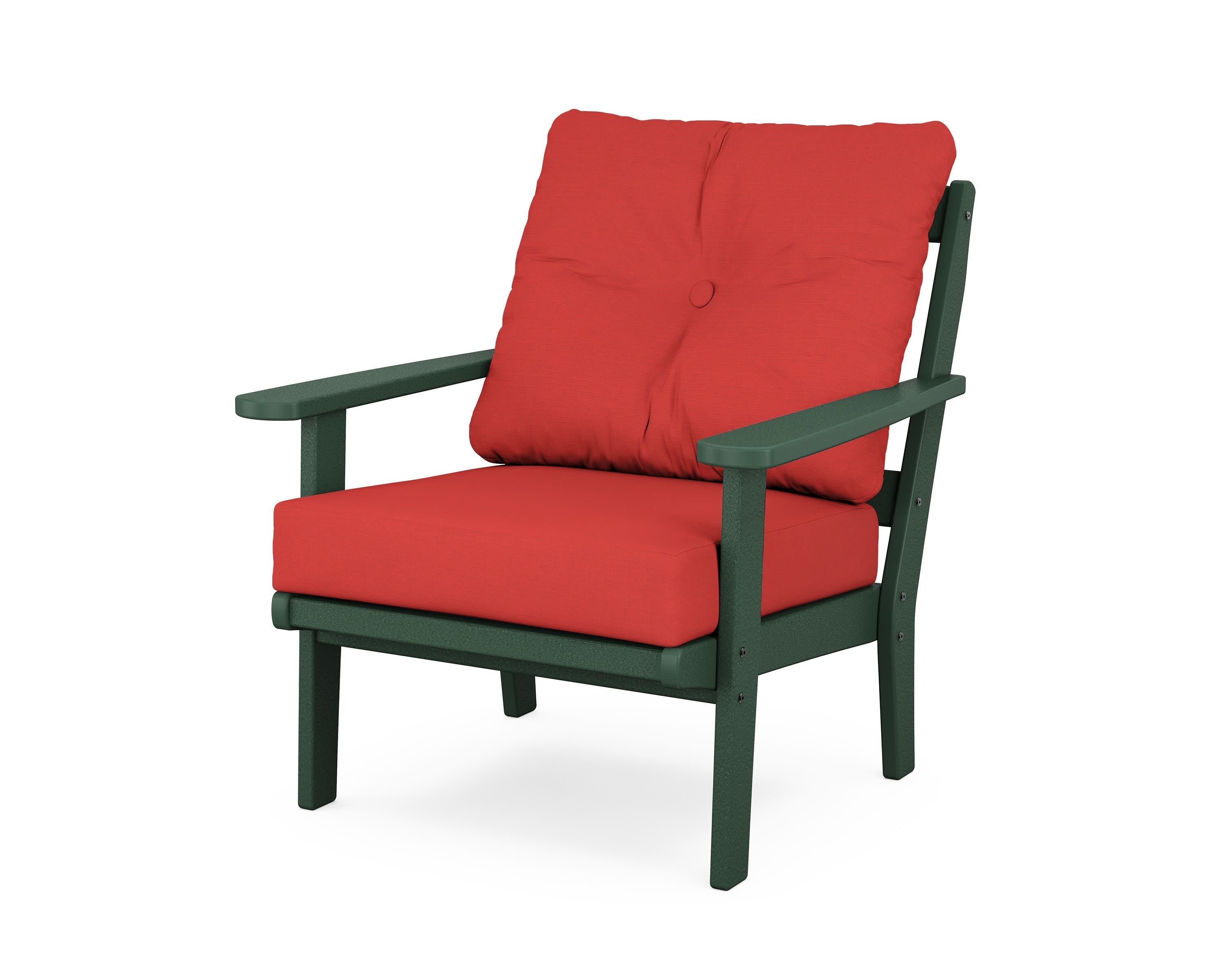 Cape Cod Deep Seating Chair in Rainforest Canopy / Crimson Linen