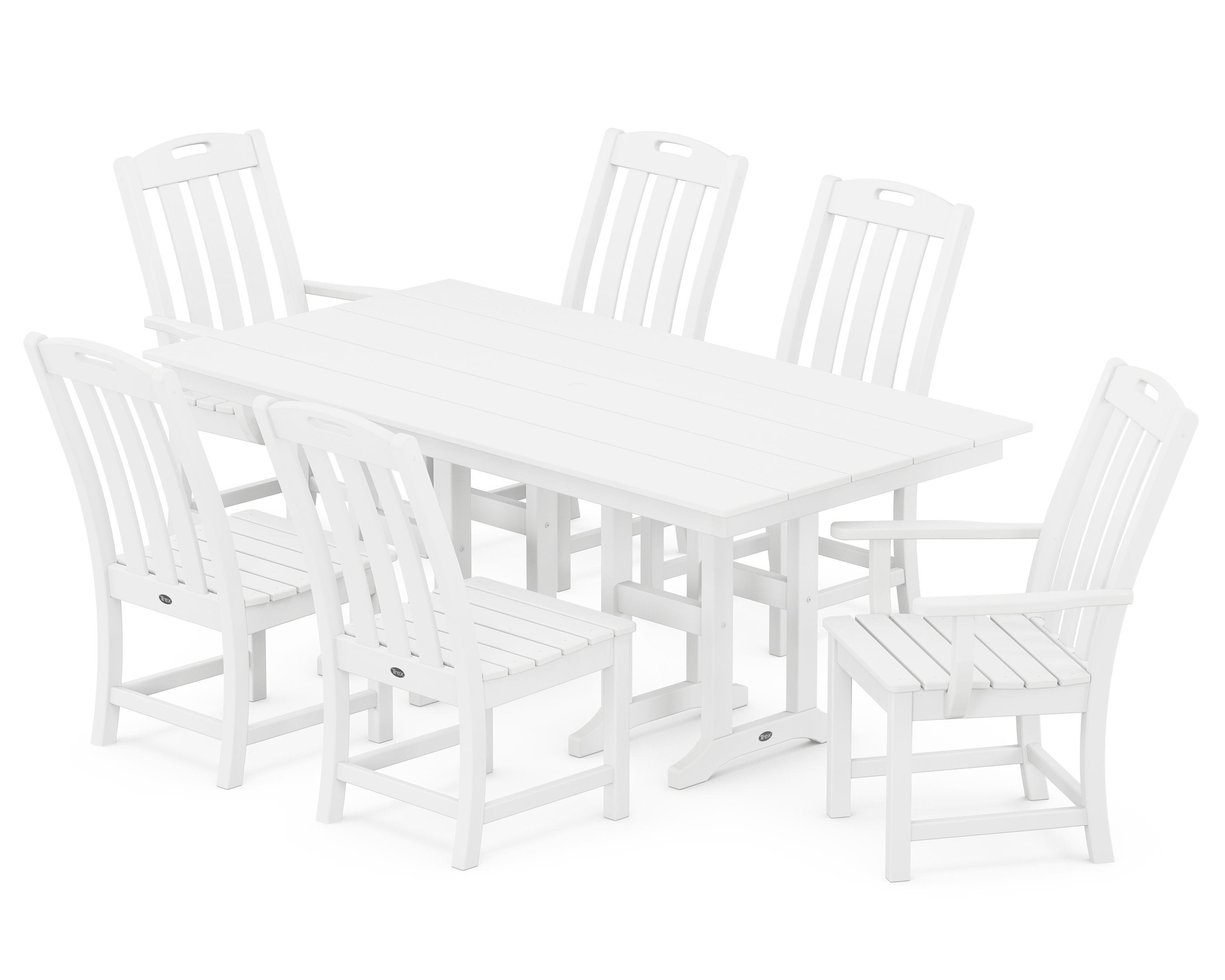 Yacht Club 7-Piece Farmhouse Dining Set in Classic White