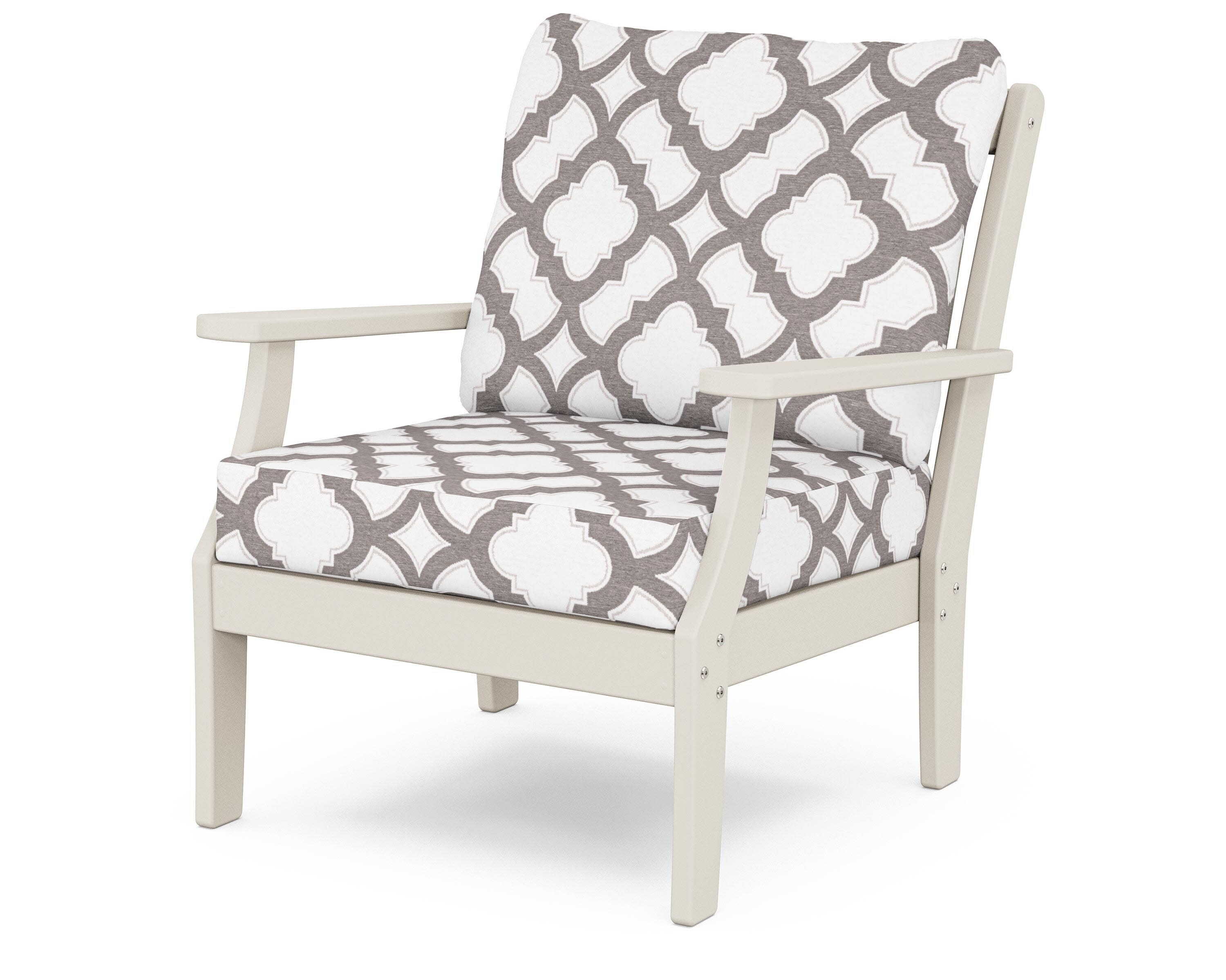 Yacht Club Deep Seating Chair in Sand Castle / Trellis Grey Mist