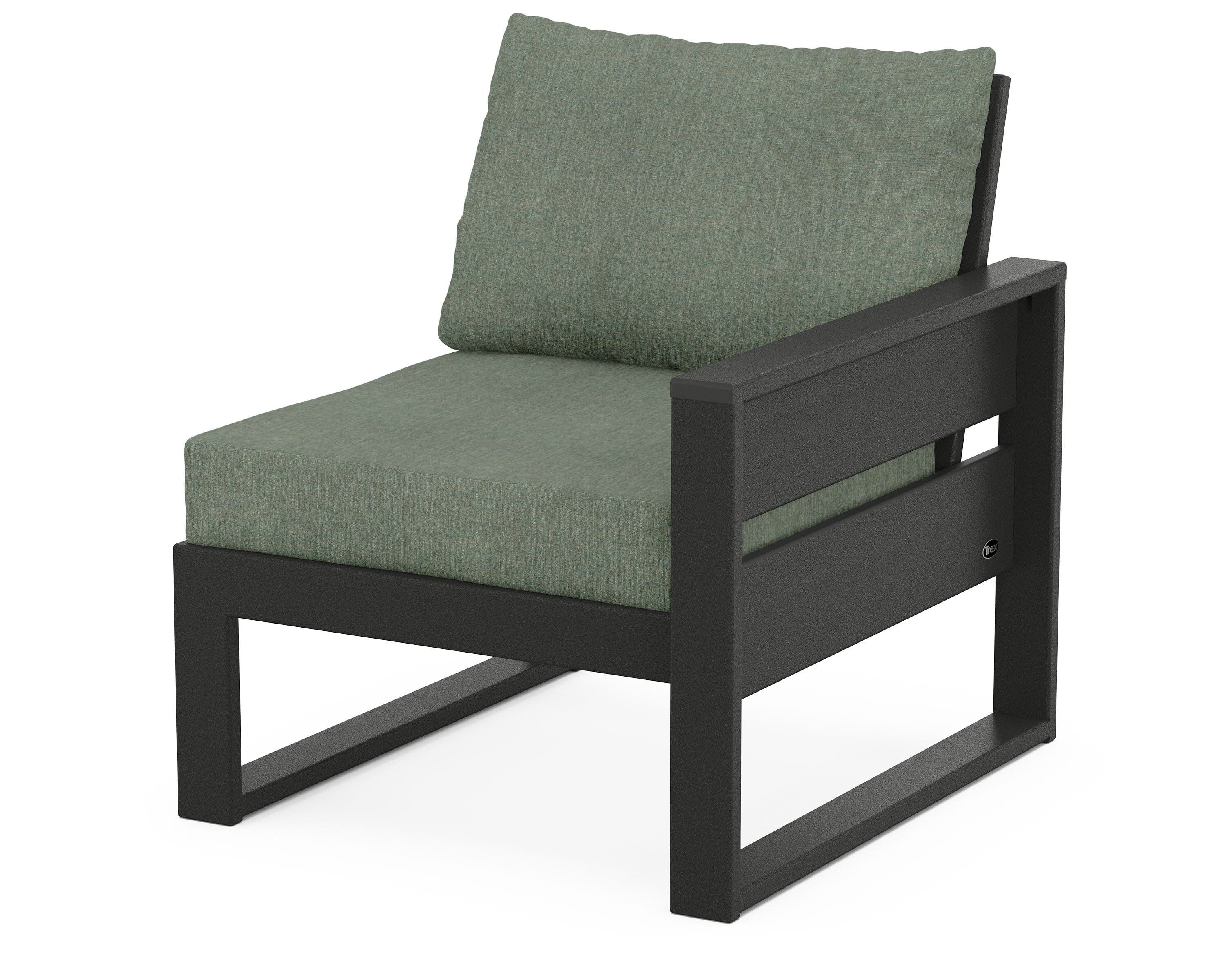 Eastport Modular Right Arm Chair in Charcoal Black / Cast Sage
