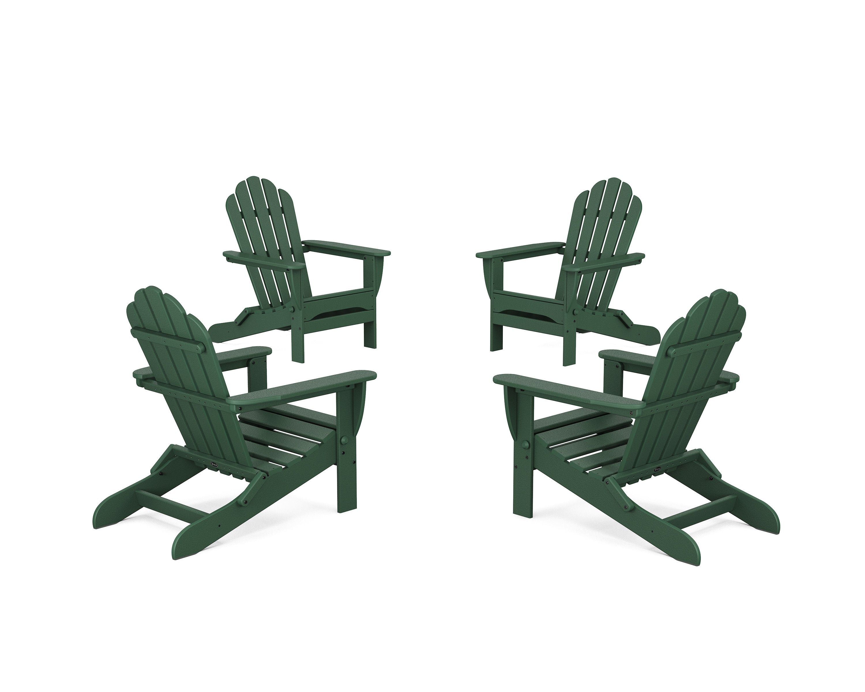 4-Piece Monterey Bay Folding Adirondack Chair Conversation Set in Rainforest Canopy