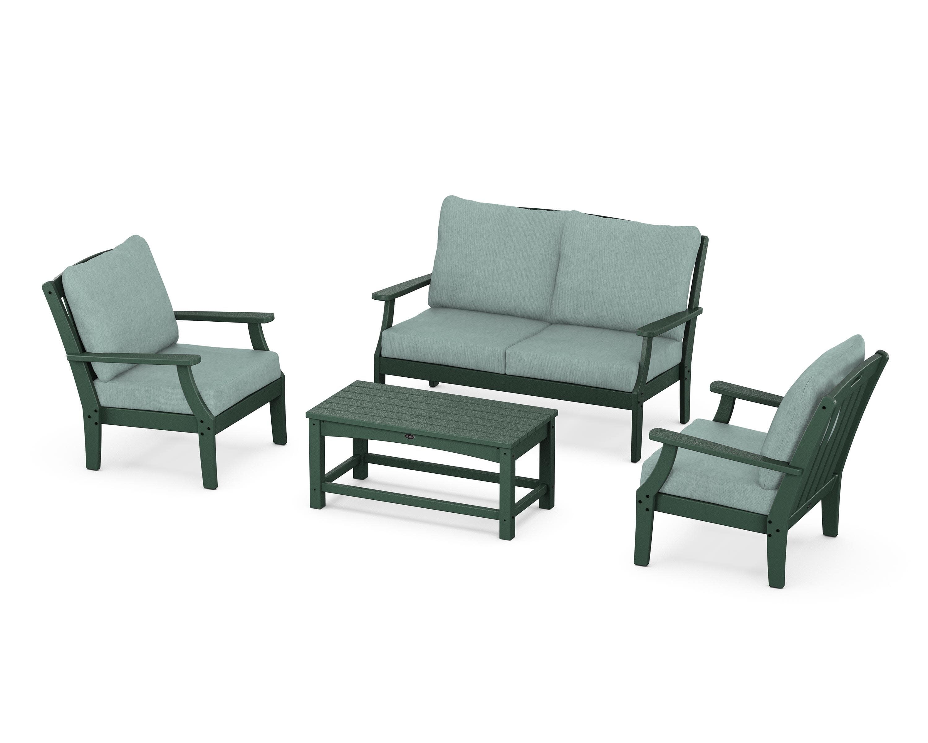 Yacht Club 4-Piece Deep Seating Chair Set in Rainforest Canopy / Glacier Spa