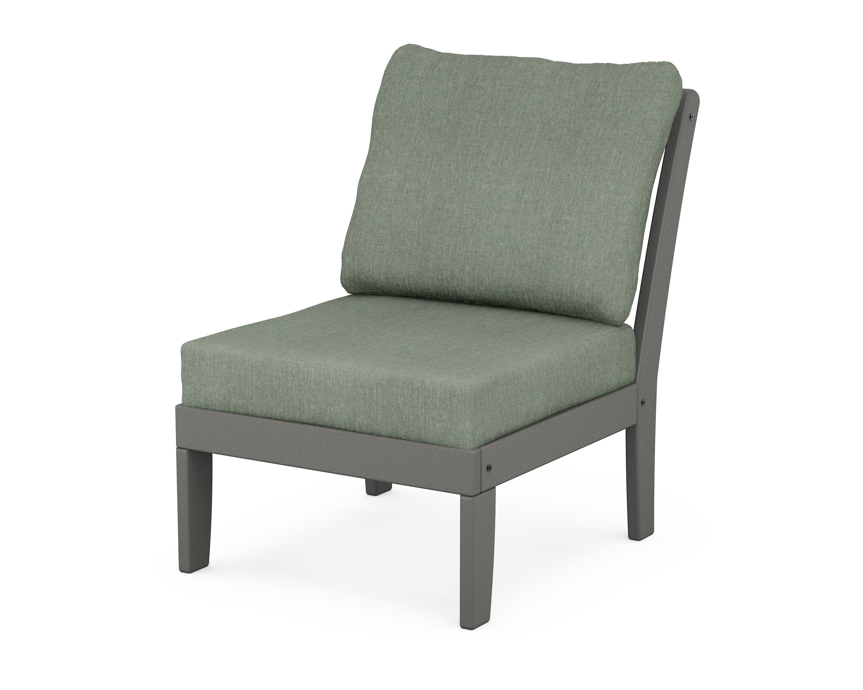 Yacht Club Modular Armless Chair in Stepping Stone / Cast Sage