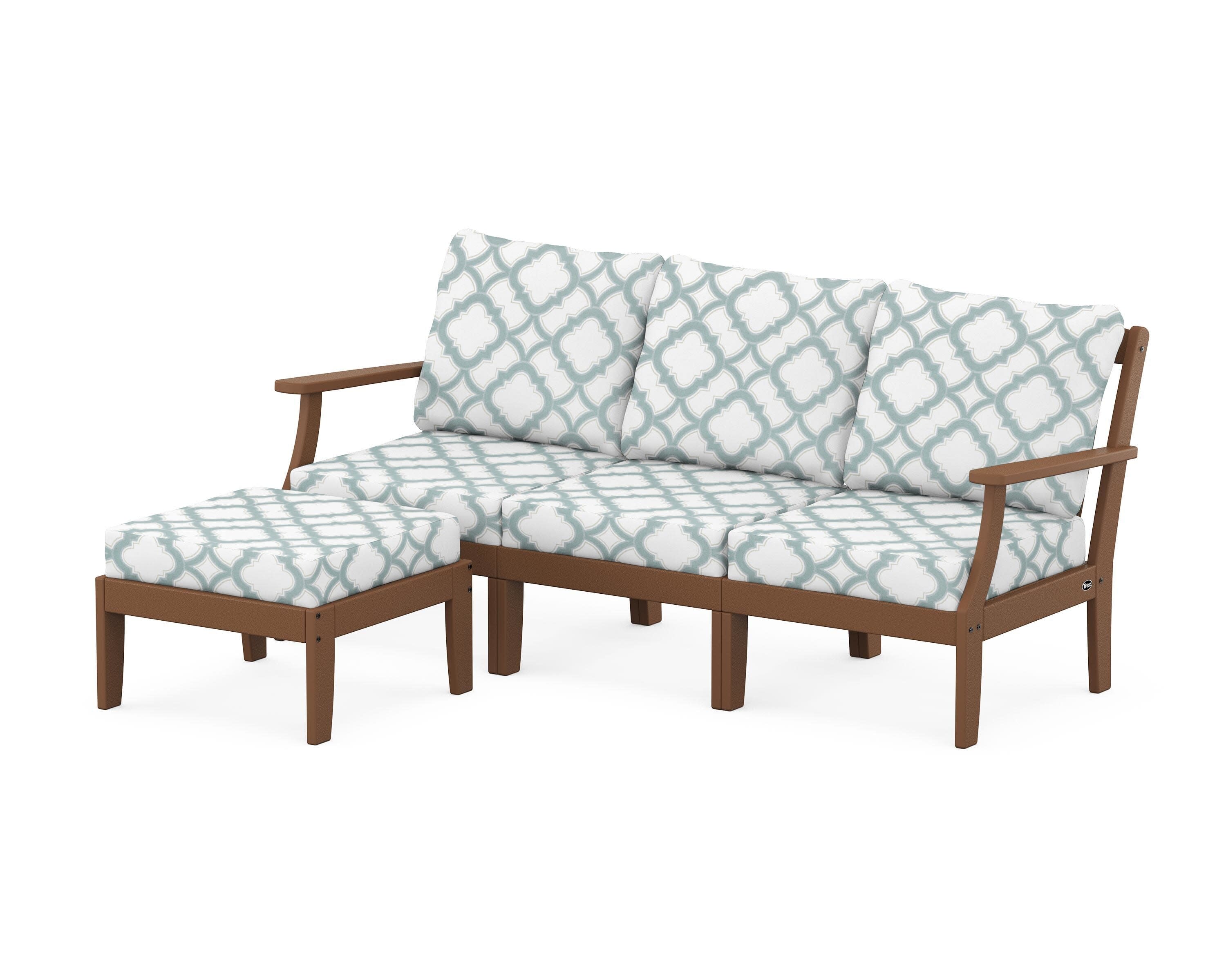Yacht Club Modular 4-Piece Deep Seating Set with Ottoman in Tree House / Trellis Glacier Spa