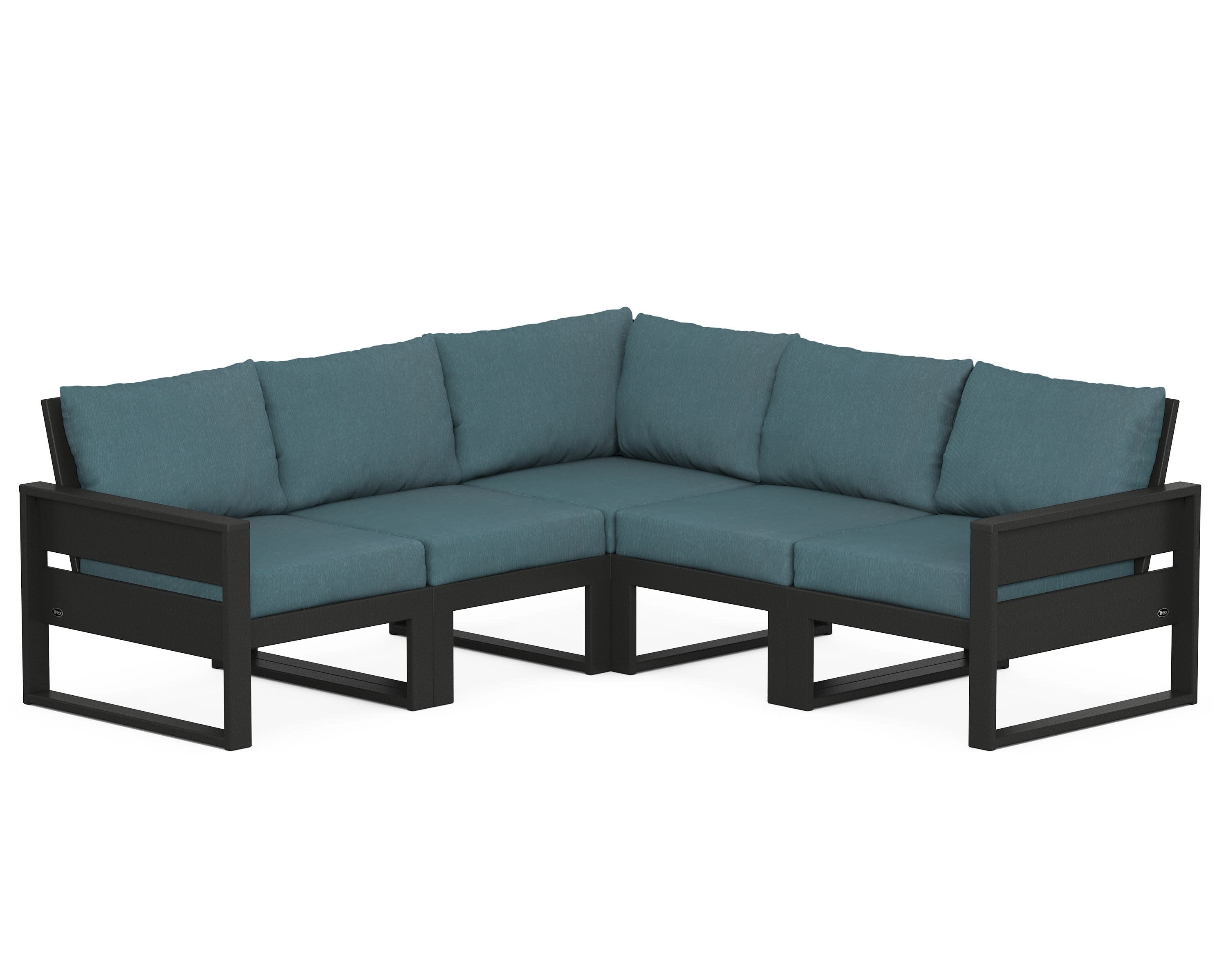 Eastport 5-Piece Sectional in Charcoal Black / Ocean Teal