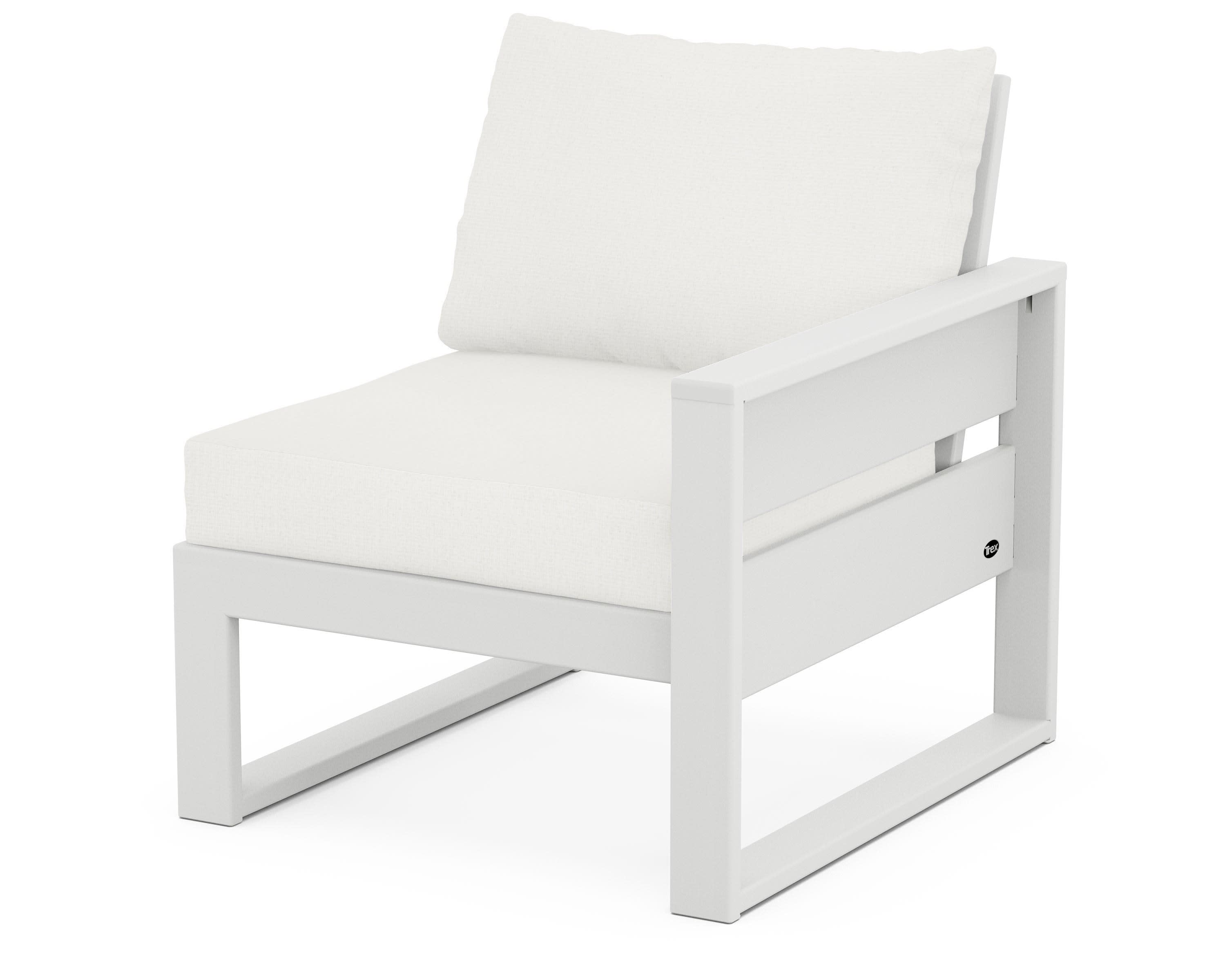 Eastport Modular Right Arm Chair in Classic White / Natural Linen