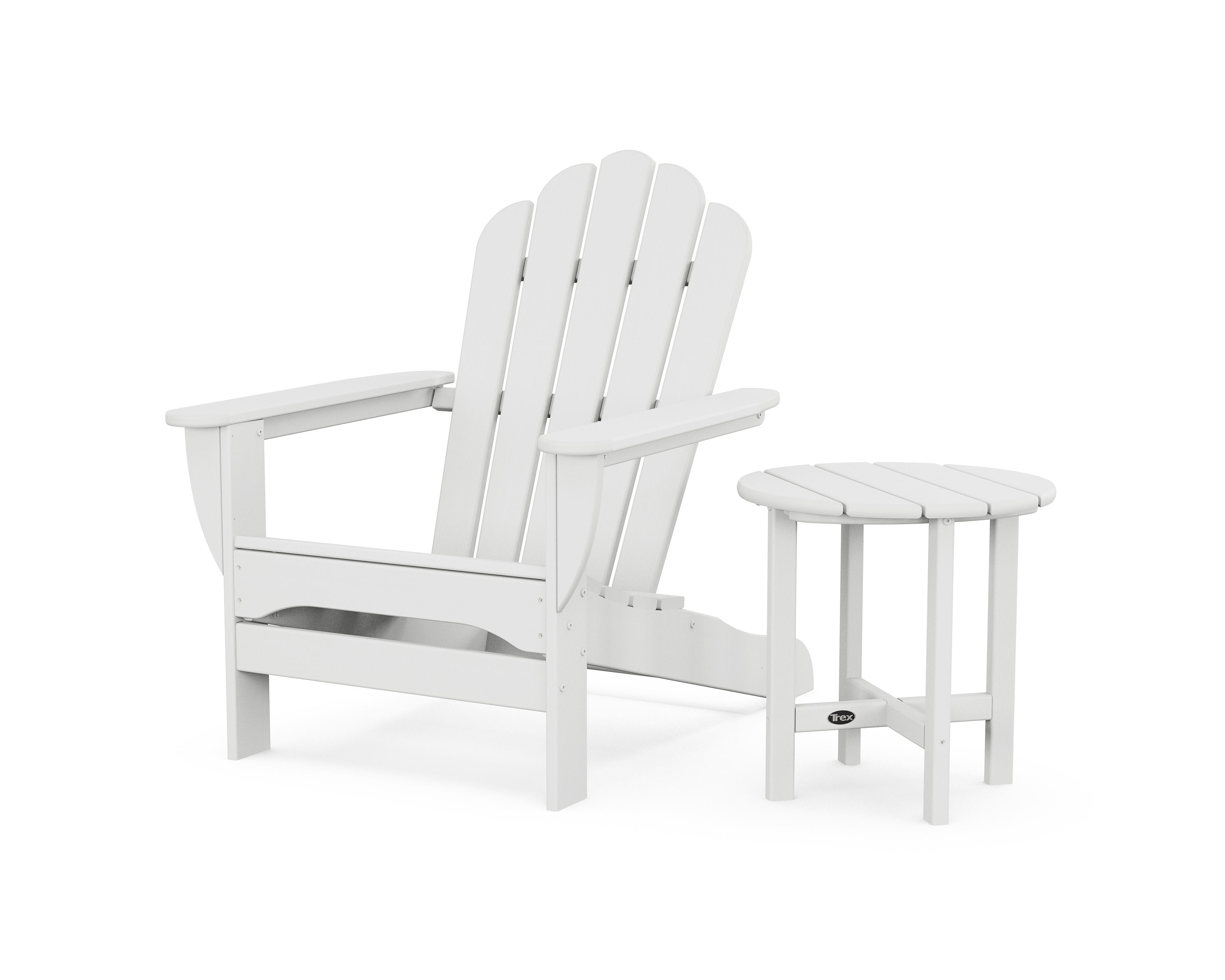 Monterey Bay Oversized Adirondack Chair with Side Table in Classic White