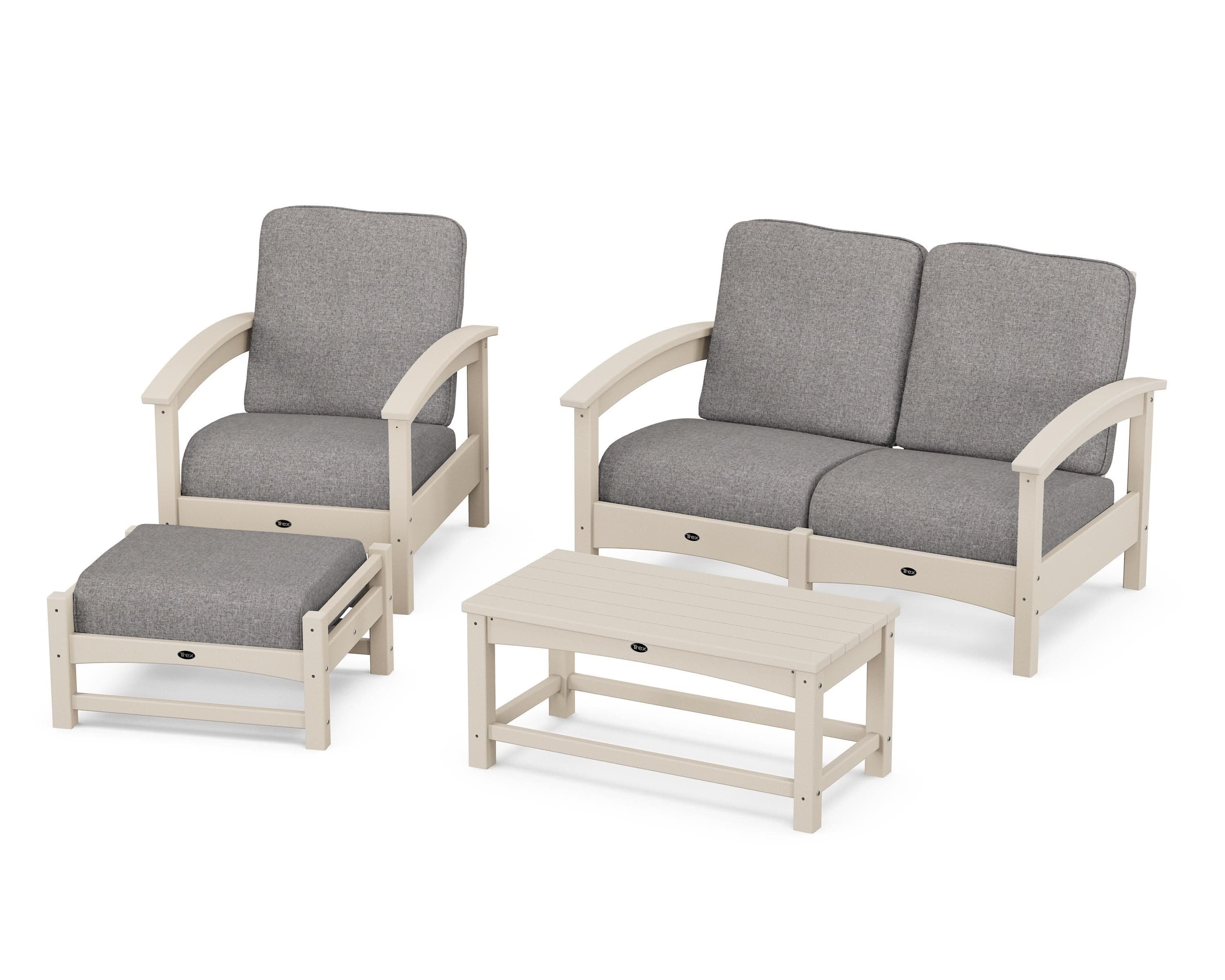 Rockport 4-Piece Deep Seating Conversation Group in Sand Castle / Grey Mist