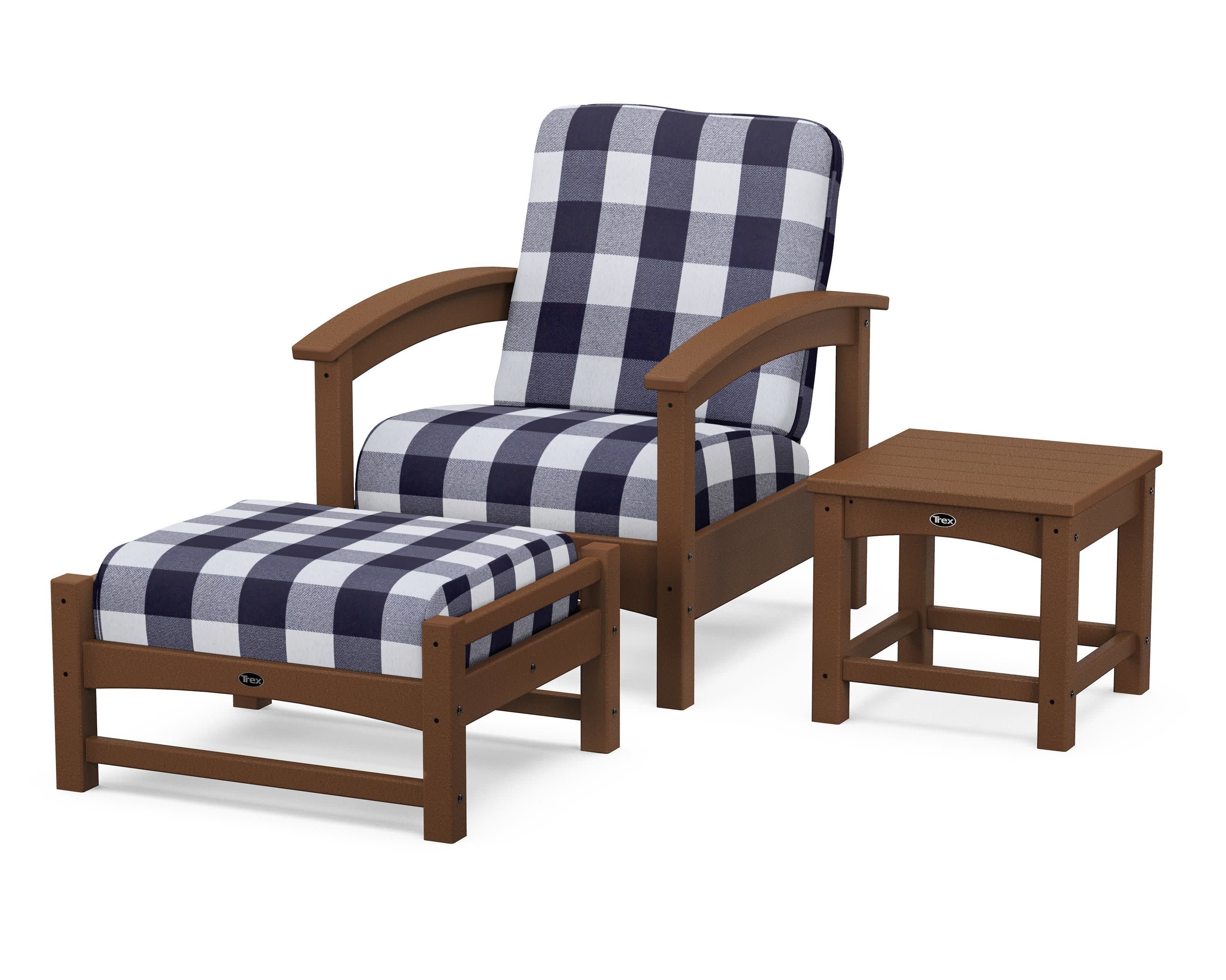 Rockport 3-Piece Deep Seating Set in Tree House / Buffalo Plaid Navy