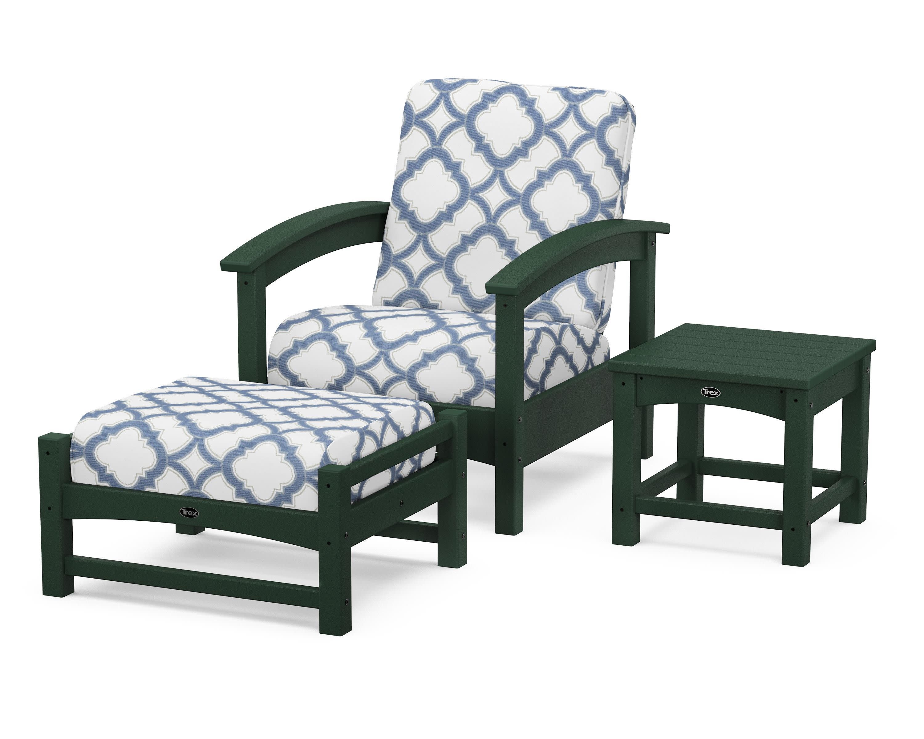 Rockport 3-Piece Deep Seating Set in Rainforest Canopy / Trellis Sky Blue