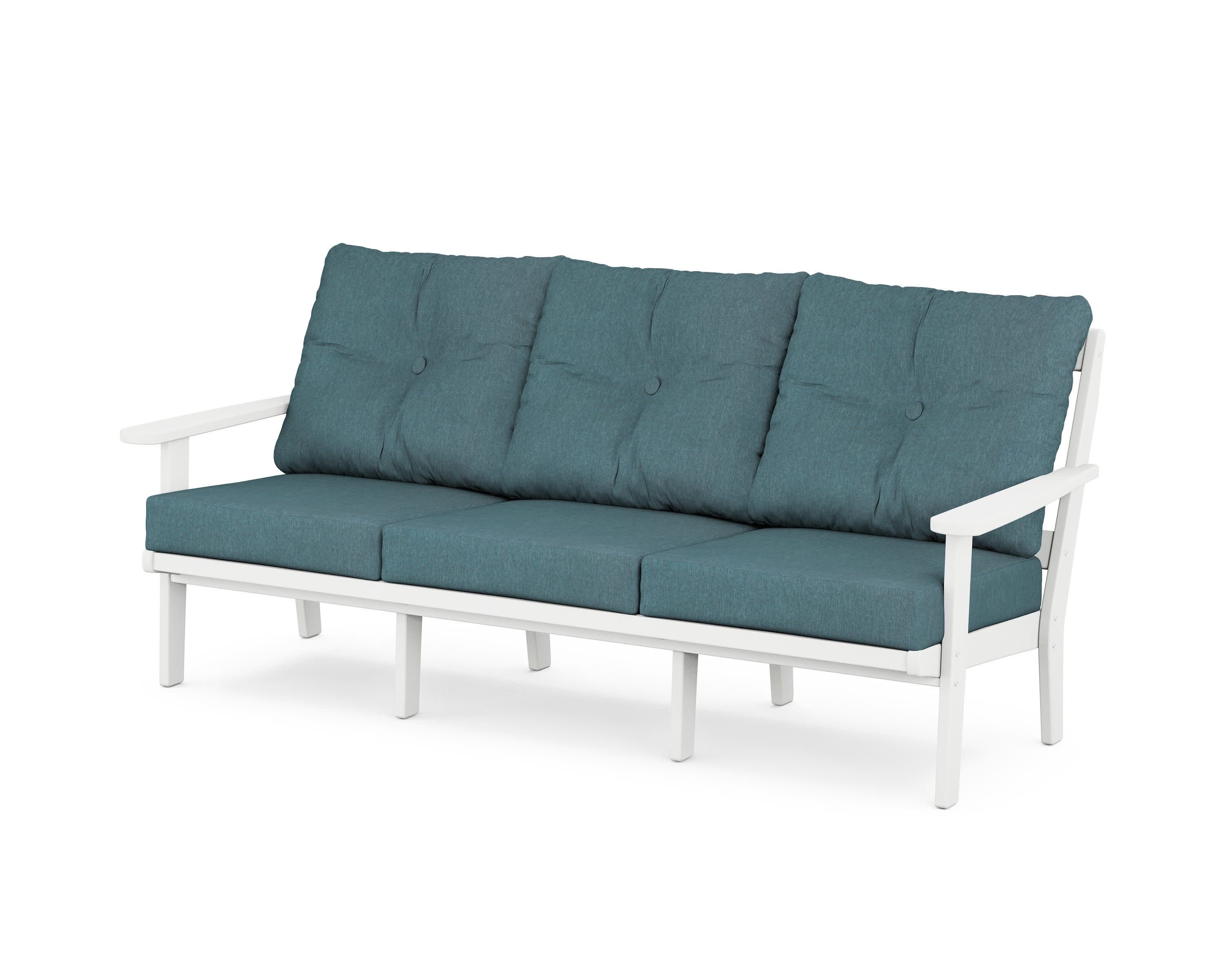 Cape Cod Deep Seating Sofa in Classic White / Ocean Teal