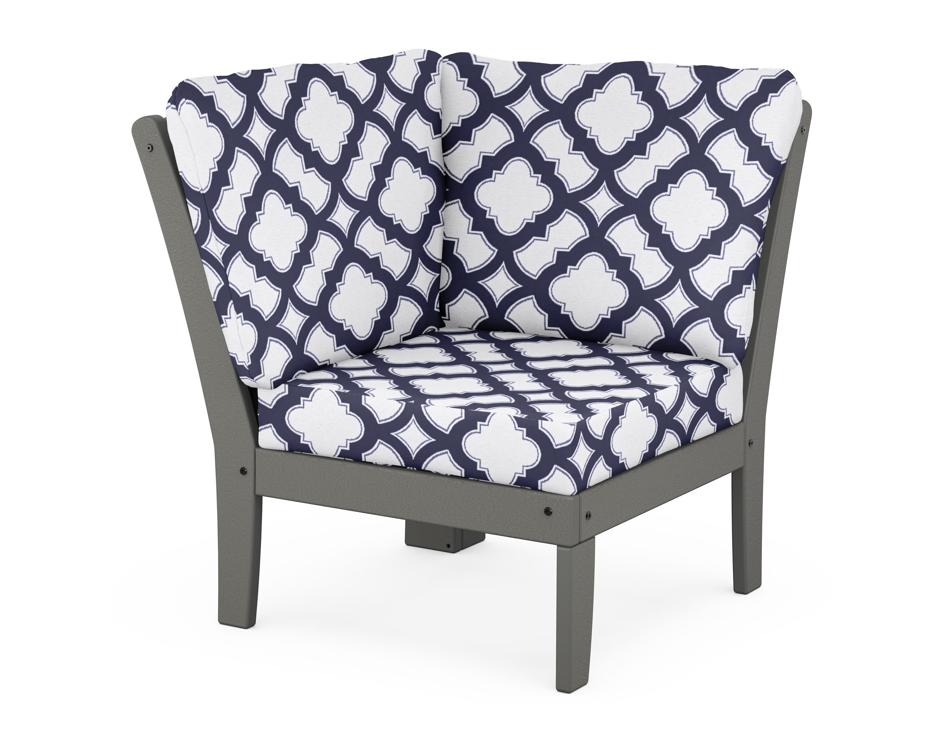 Yacht Club Modular Corner Chair in Stepping Stone / Trellis Navy
