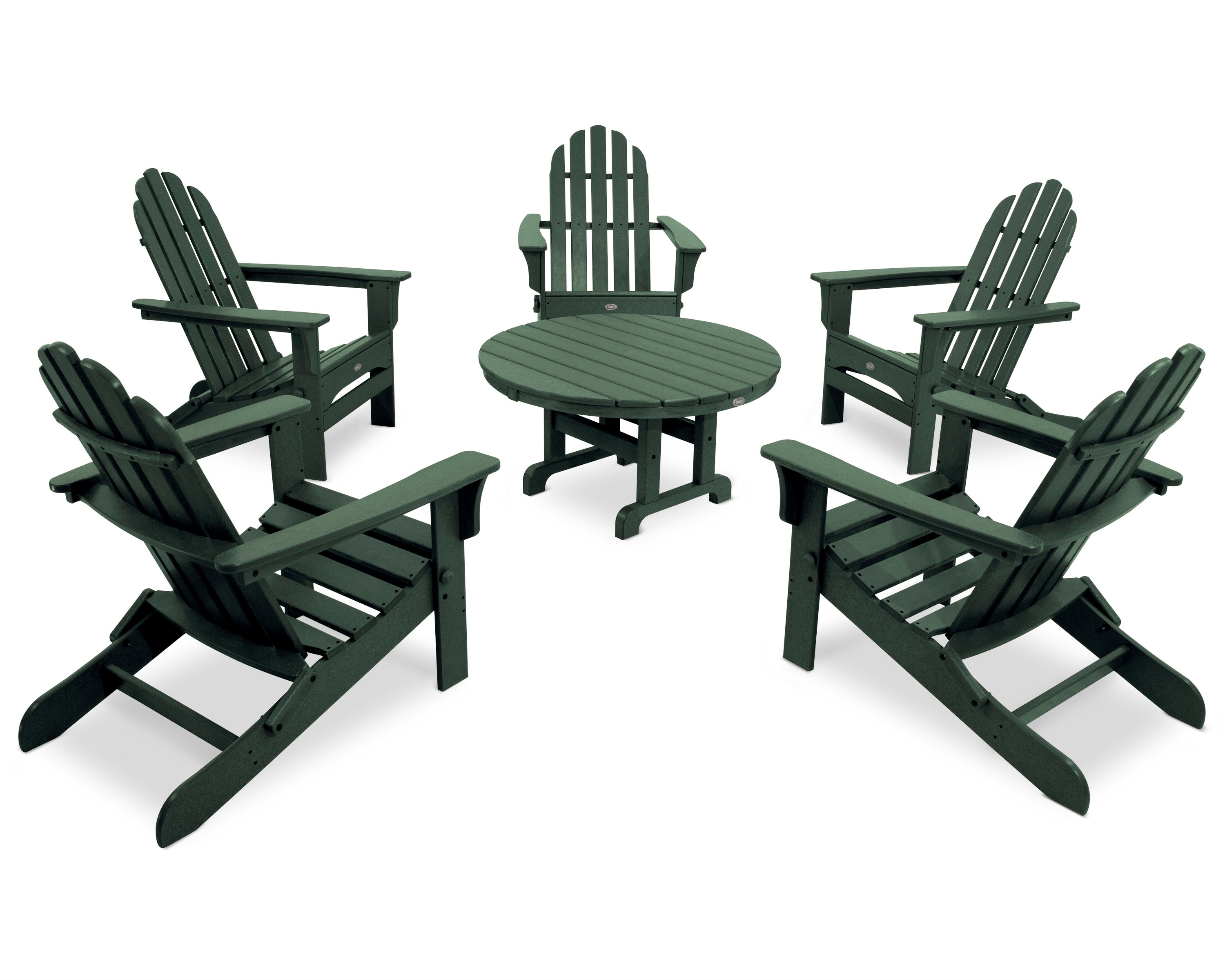 Cape Cod 6-Piece Folding Adirondack Conversation Set in Rainforest Canopy