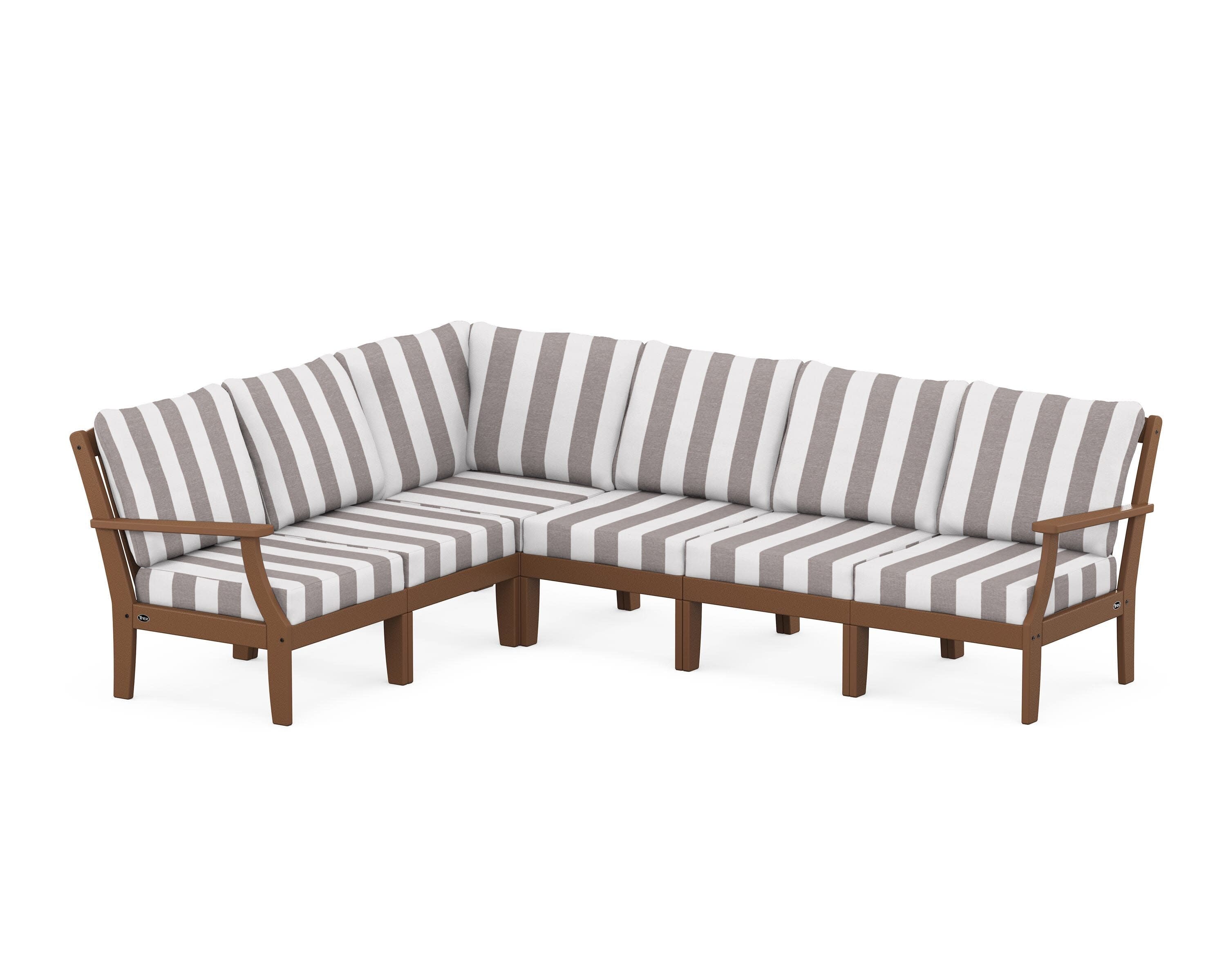 Yacht Club Modular 6-Piece Deep Seating Set in Tree House / Cabana Stripe Grey Mist
