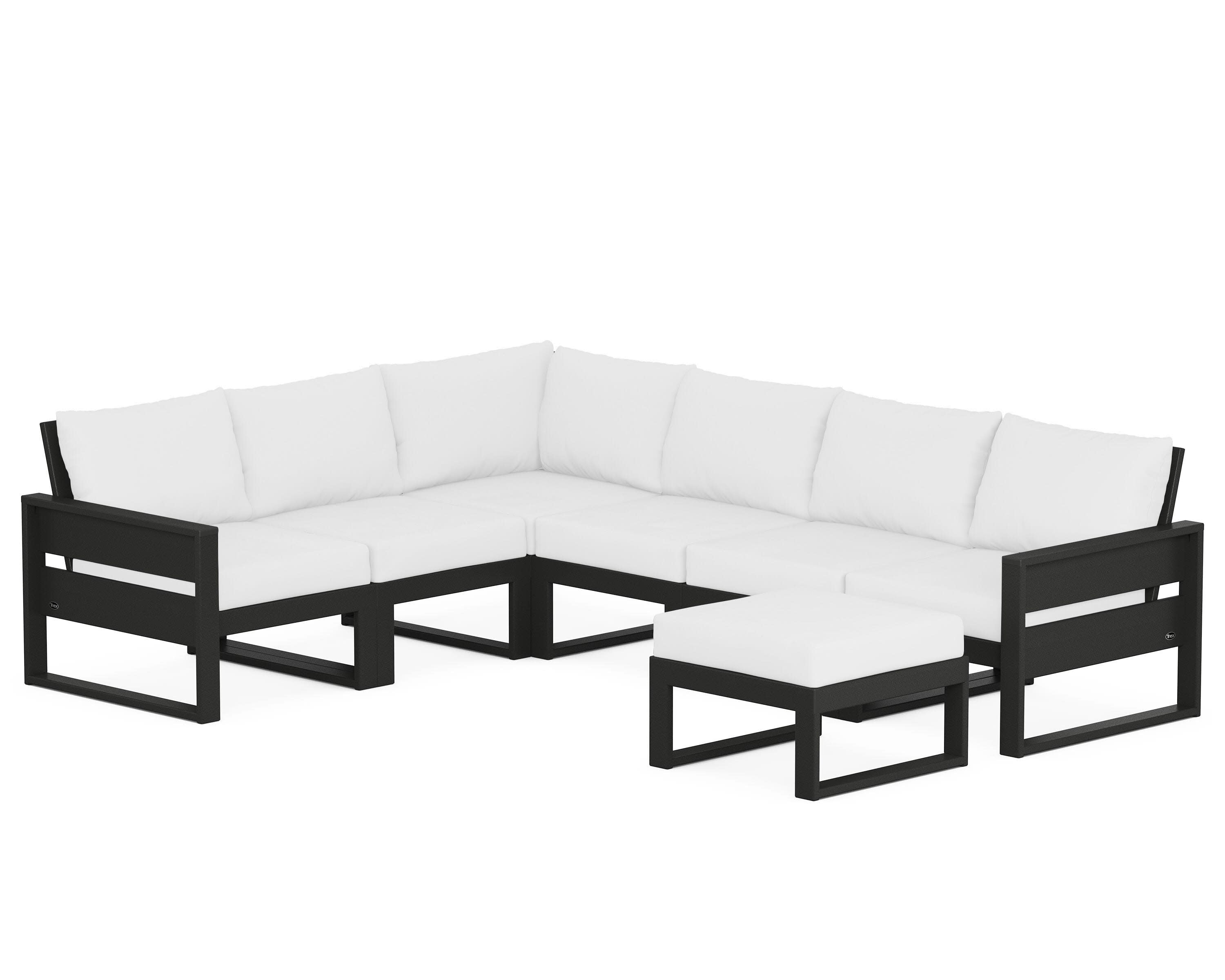 Eastport 6-Piece Sectional with Ottoman in Charcoal Black / Natural