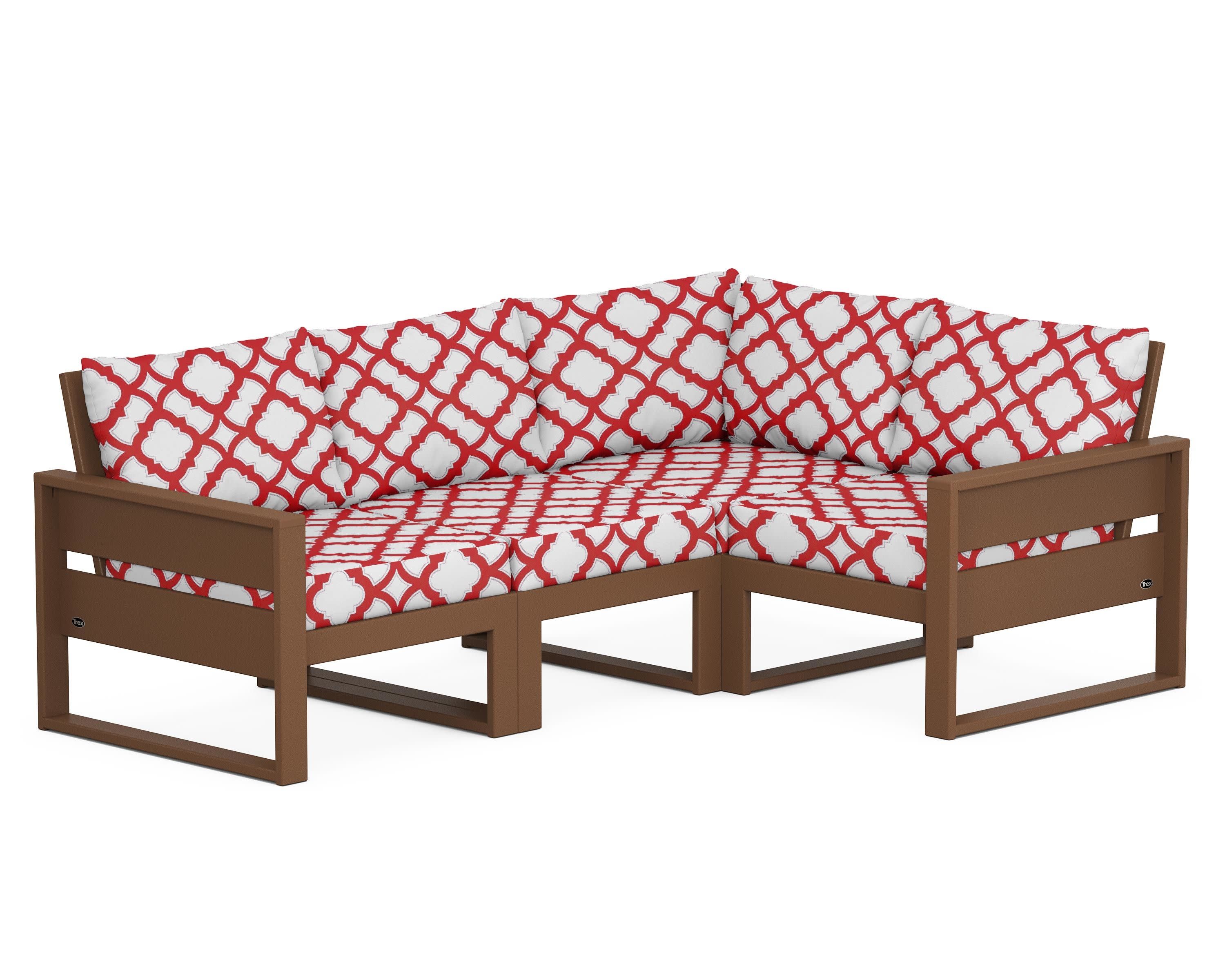 Eastport 4- Piece Sectional in Tree House / Trellis Crimson