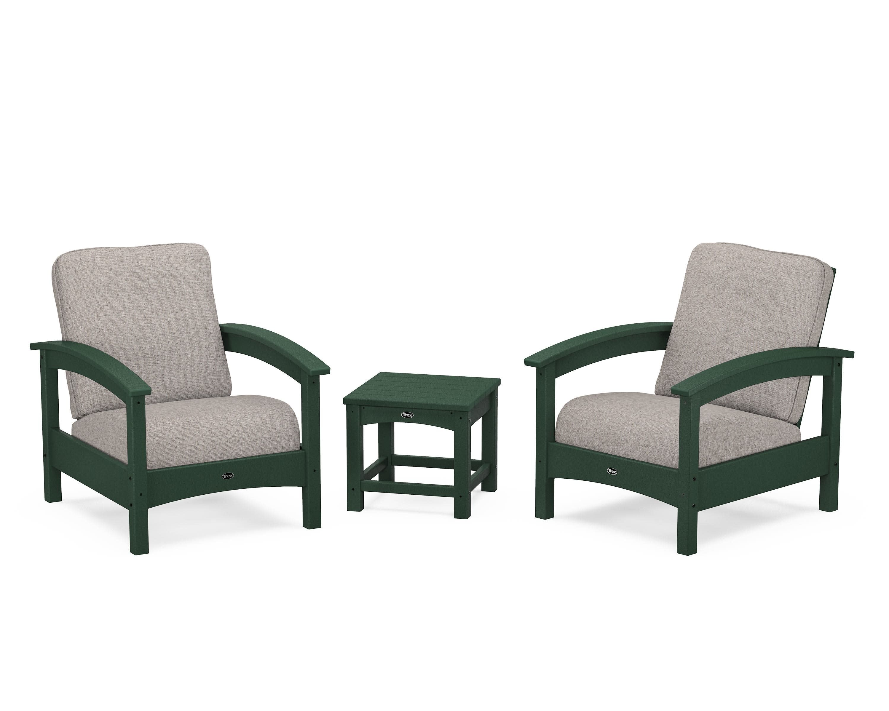 Rockport Club 3-Piece Deep Seating Conversation Set in Rainforest Canopy / Weathered Tweed