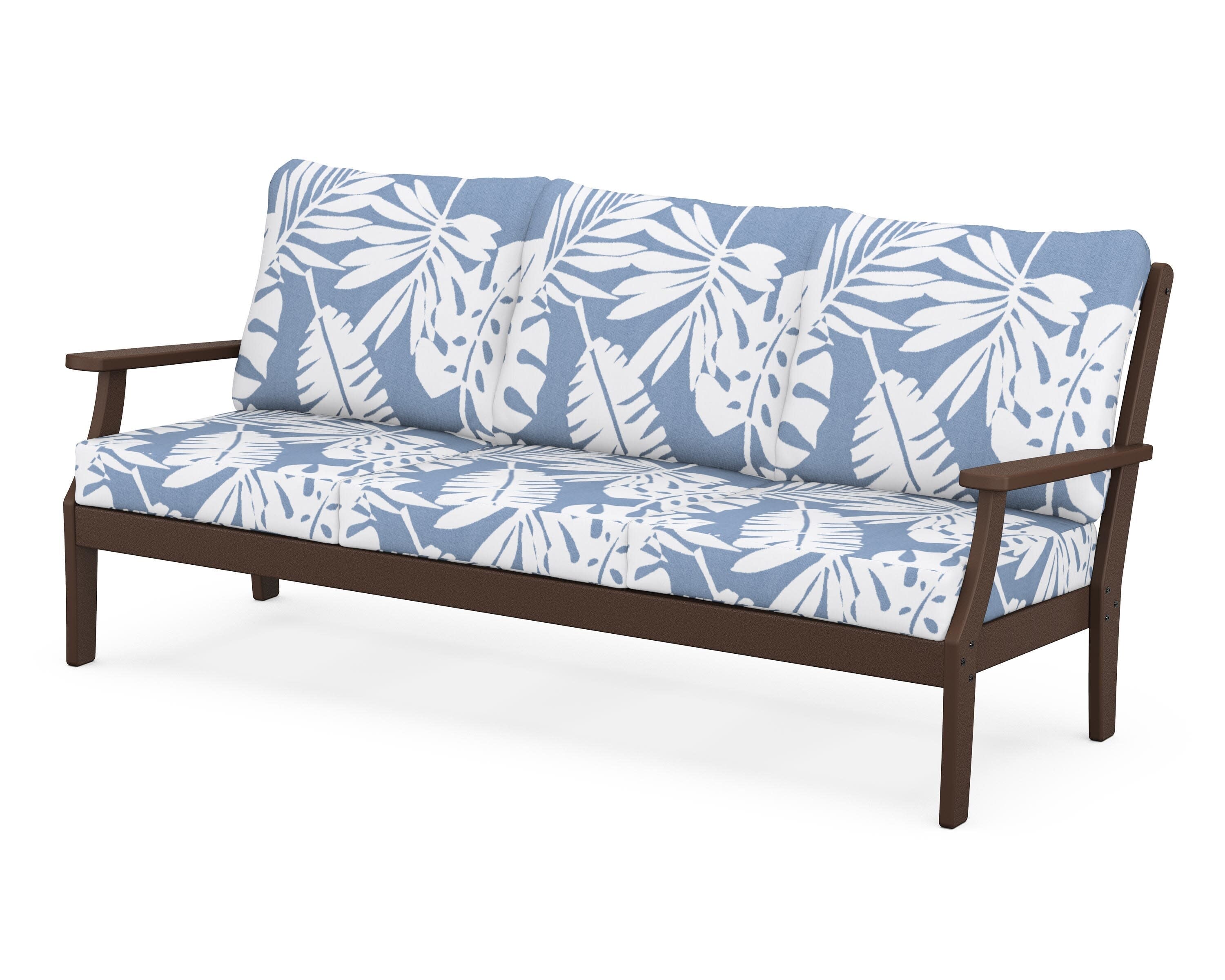 Yacht Club Deep Seating Sofa in Vintage Lantern / Leaf Sky Blue